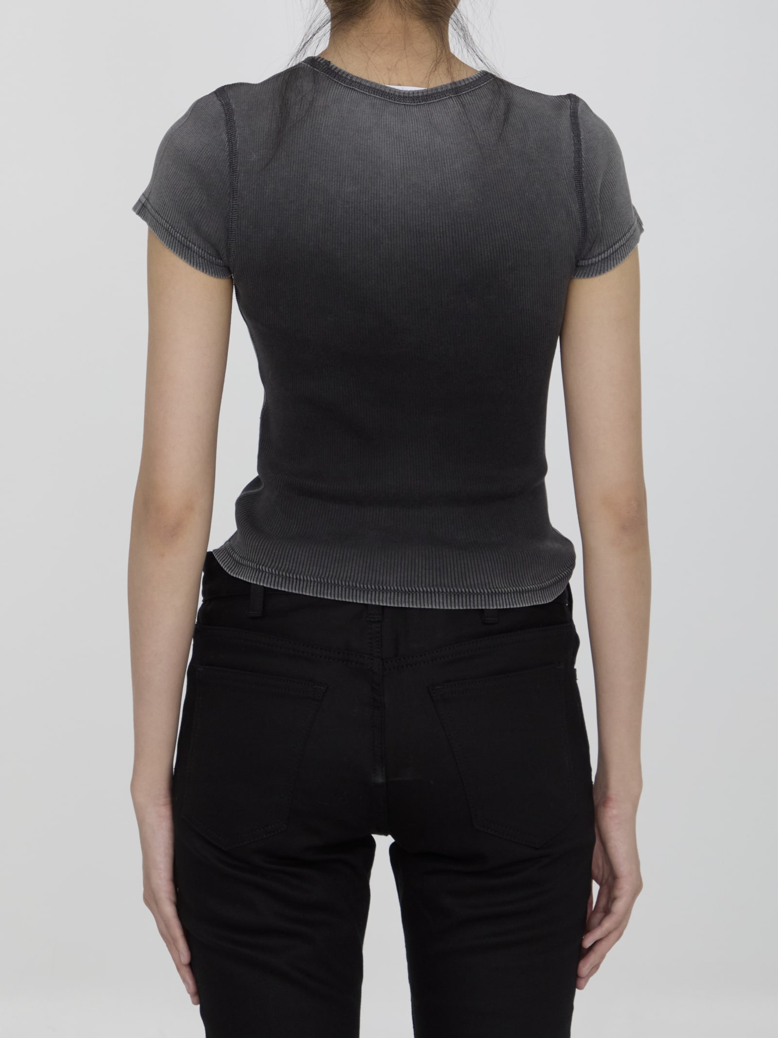 Shop Alexander Wang Crystal Hotfix Tee In Jersey In Grey