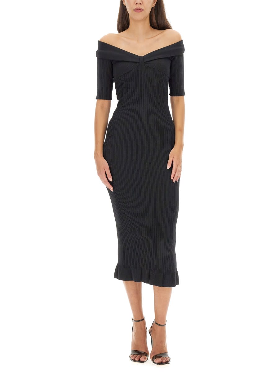 Shop Philosophy Di Lorenzo Serafini Off-the-shoulder Dress In Black