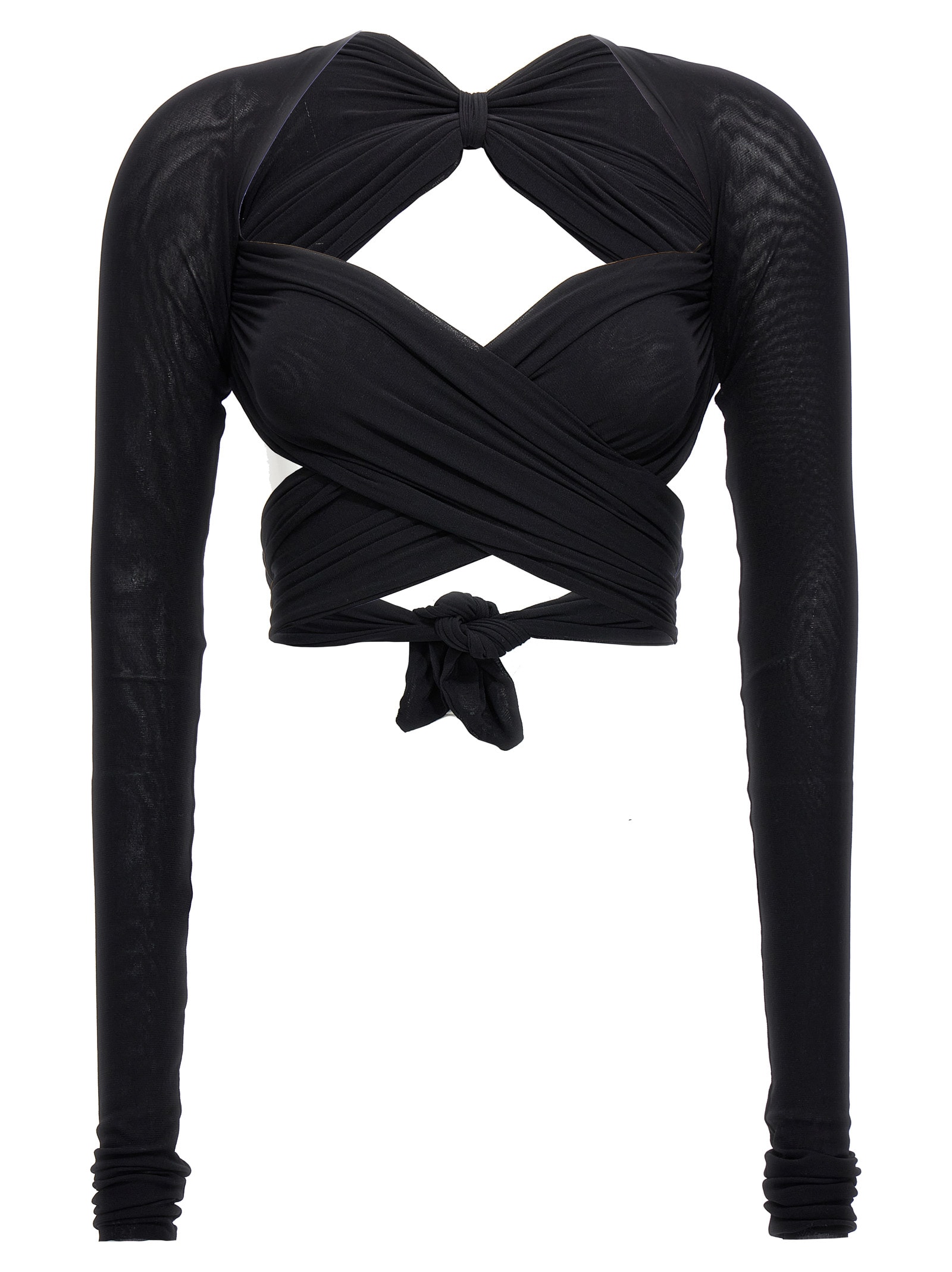 Shop Philosophy Di Lorenzo Serafini Cropped Tulle Top In Black