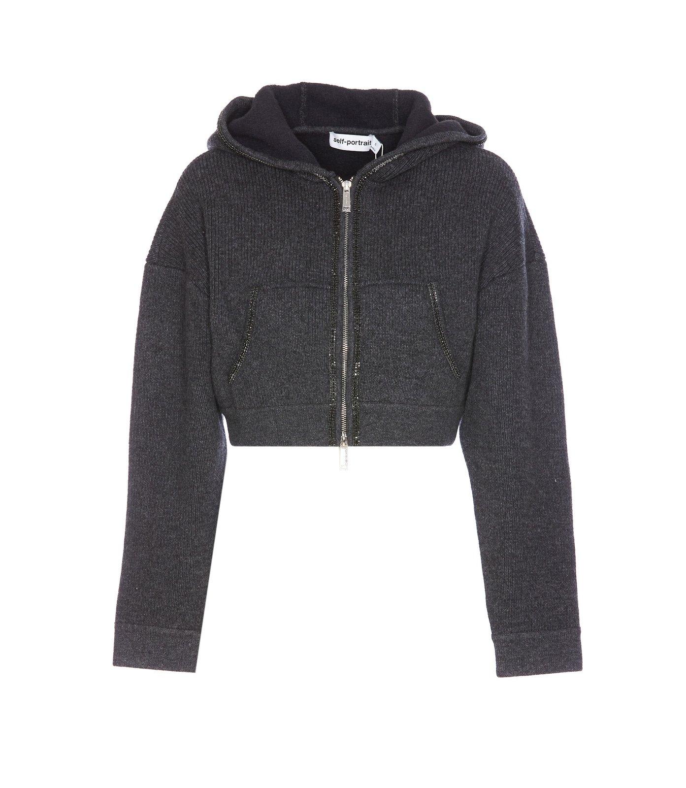 Cropped Knit Hoodie