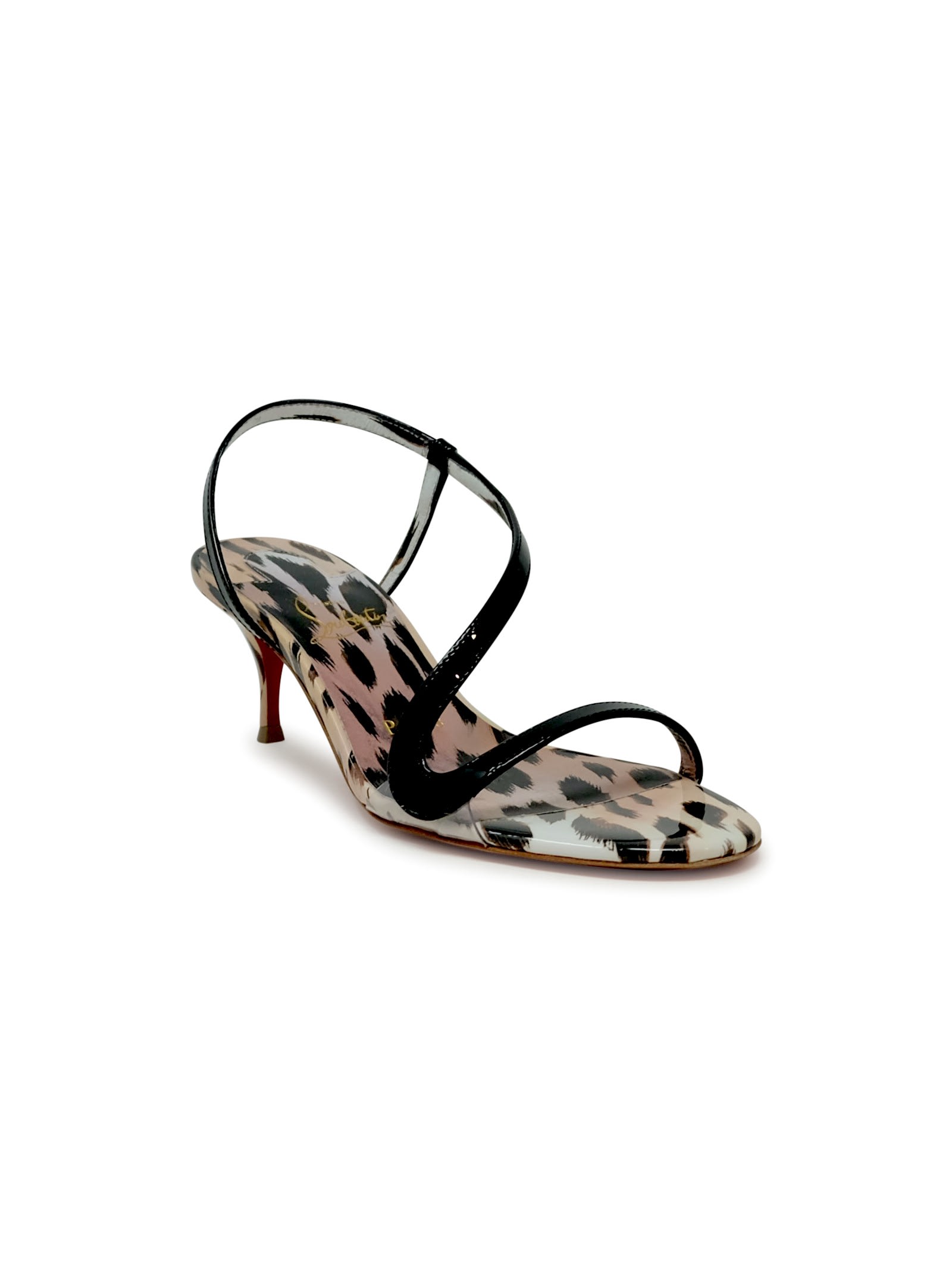 Christian Louboutin Rosalie Black Patent Leather Sandals In Pink