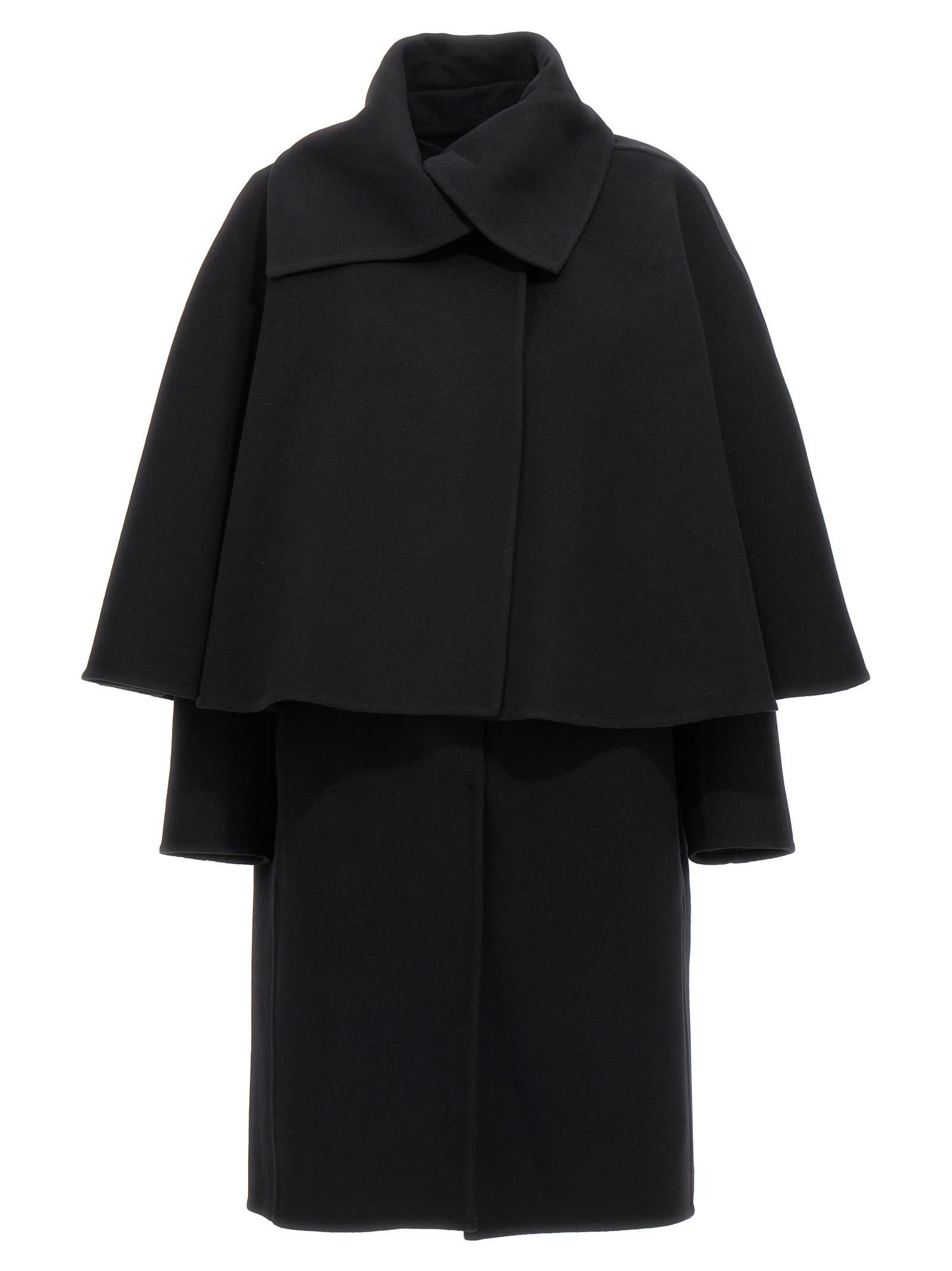 Shop Chloé Coat With Cape In Black