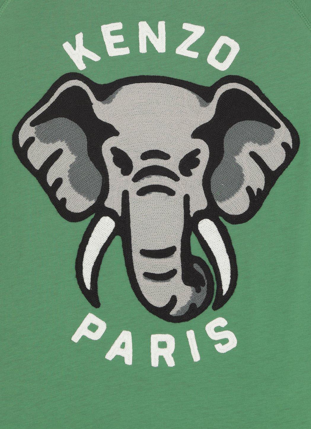 Shop Kenzo Elephant Crewneck T-shirt In Green