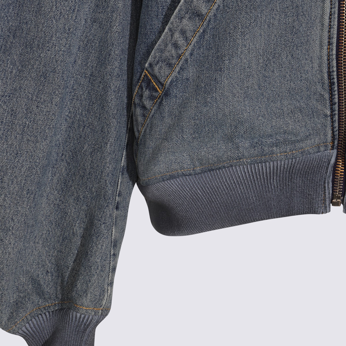 Attico Hooded Ribbed Cuffs Hem Jacket In Blue