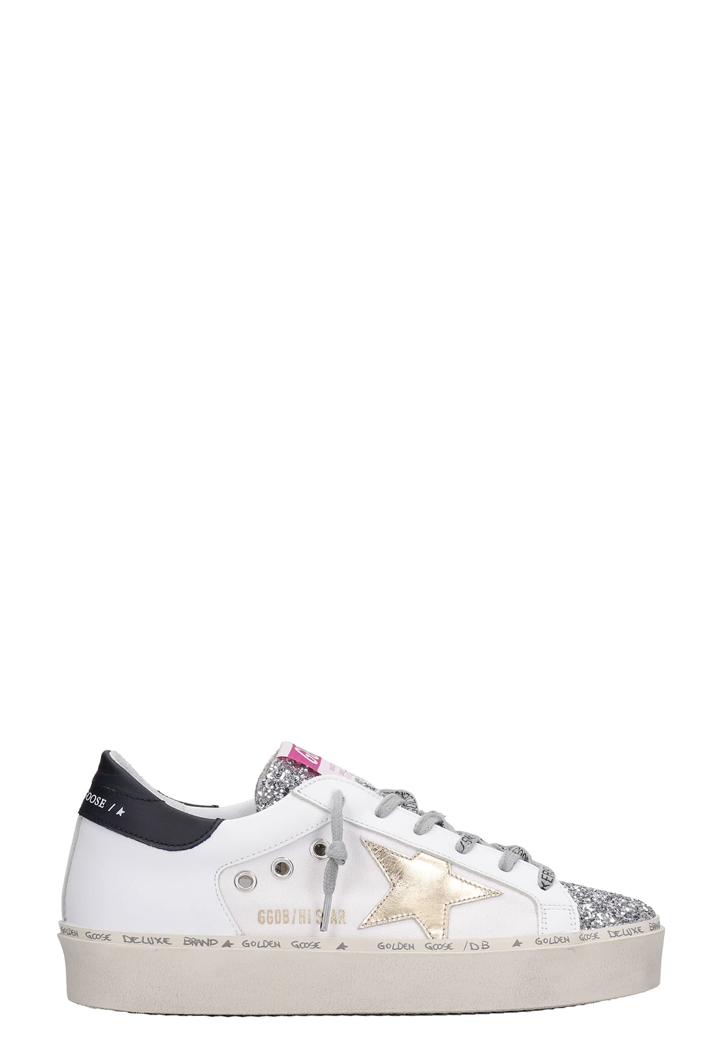 Golden Goose Hi Star Sneakers In White Leather And Fabric