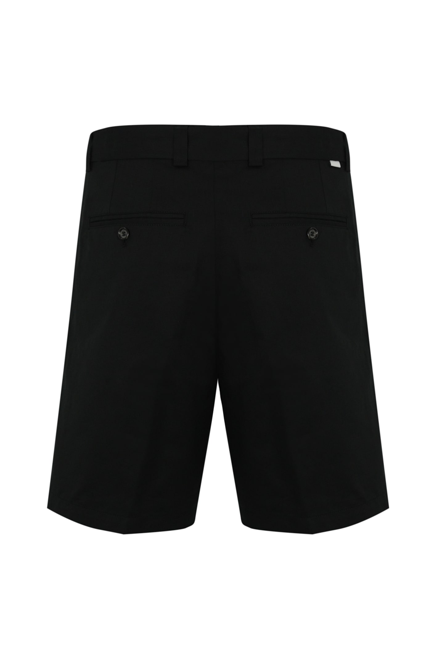 Paolo Pecora Cotton Bermuda Shorts With Pleats And Belt In Nero