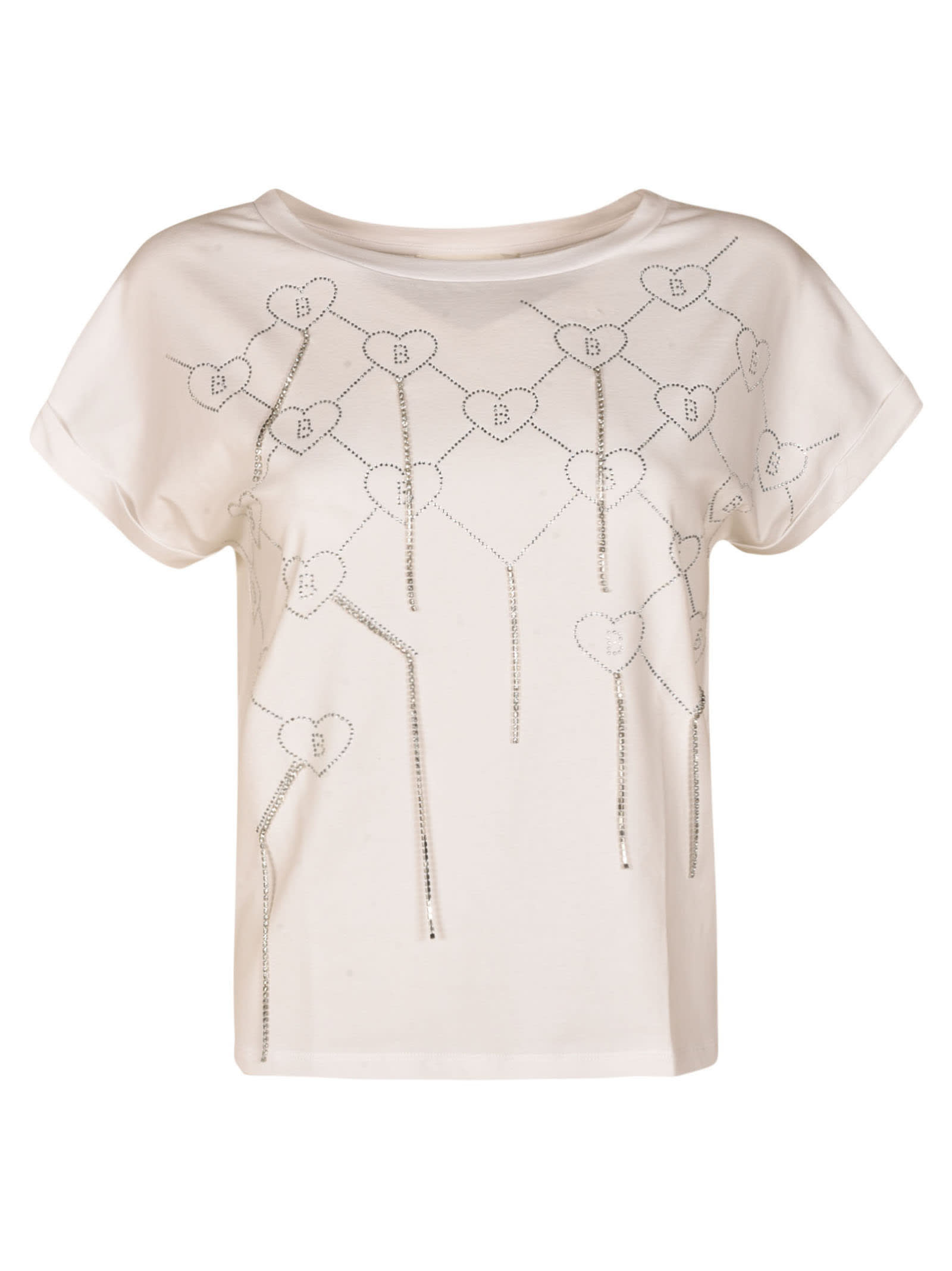 Blugirl Heart Logo Crystal Embellished T-shirt In White