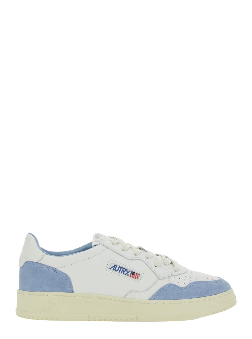 medalist Low White Low Top Sneakers With Side Logo Detail In Leather And Suede Man