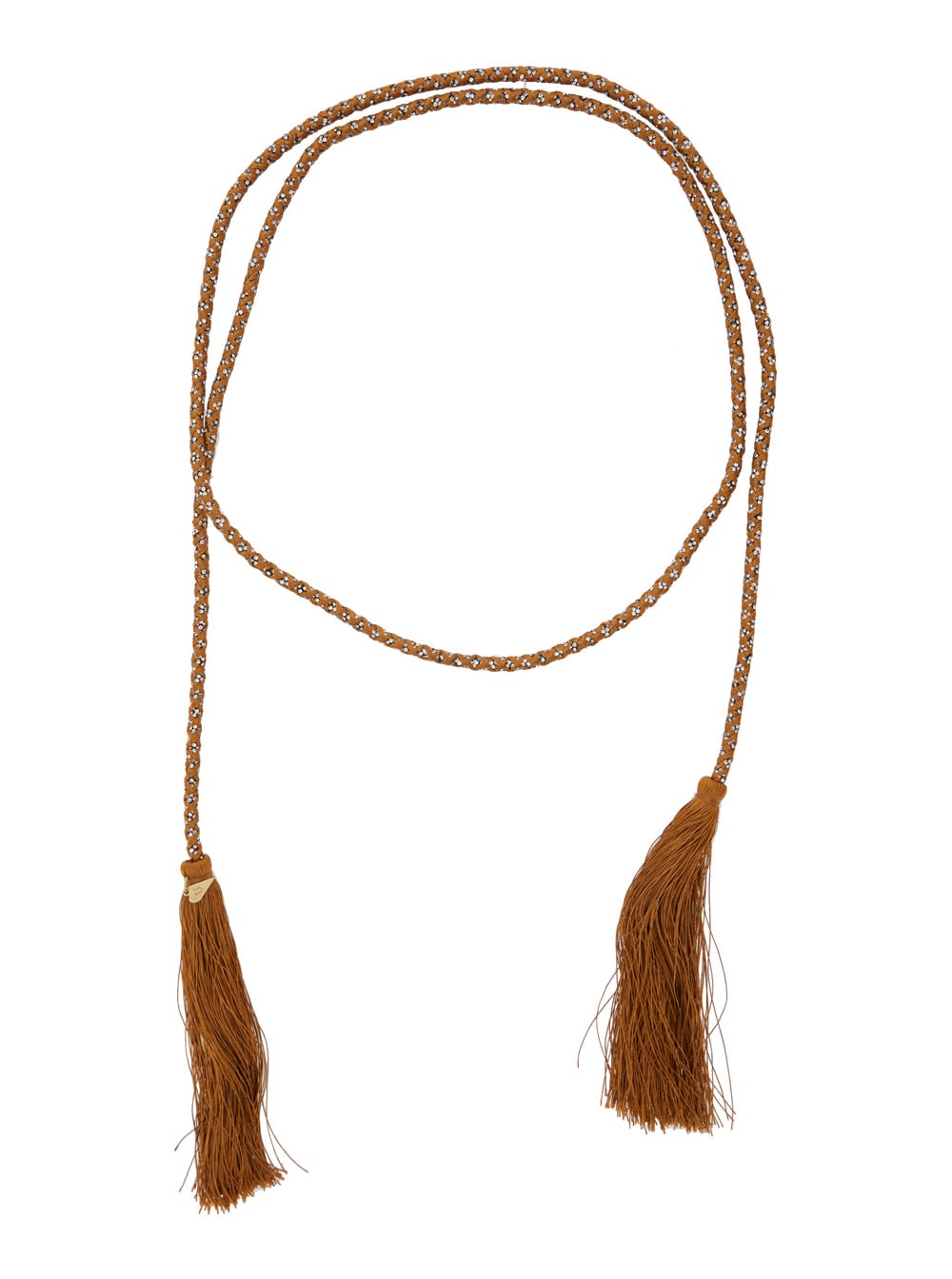 Forte_Forte Yellow Belt With Braided Design And Double Tassel Ends In Viscose Blend Woman