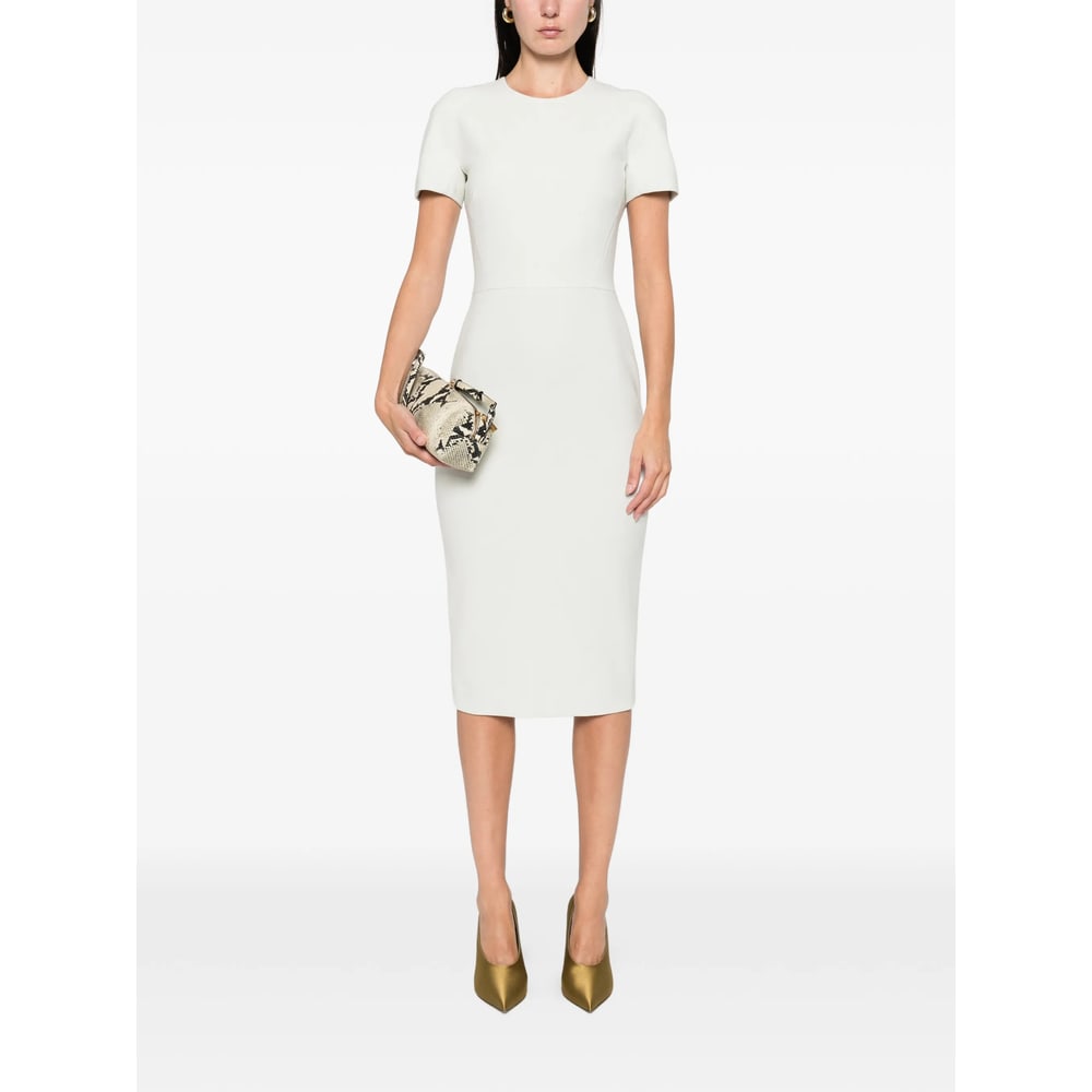Victoria Beckham Fitted Double Crepe T-shirt Dress In White