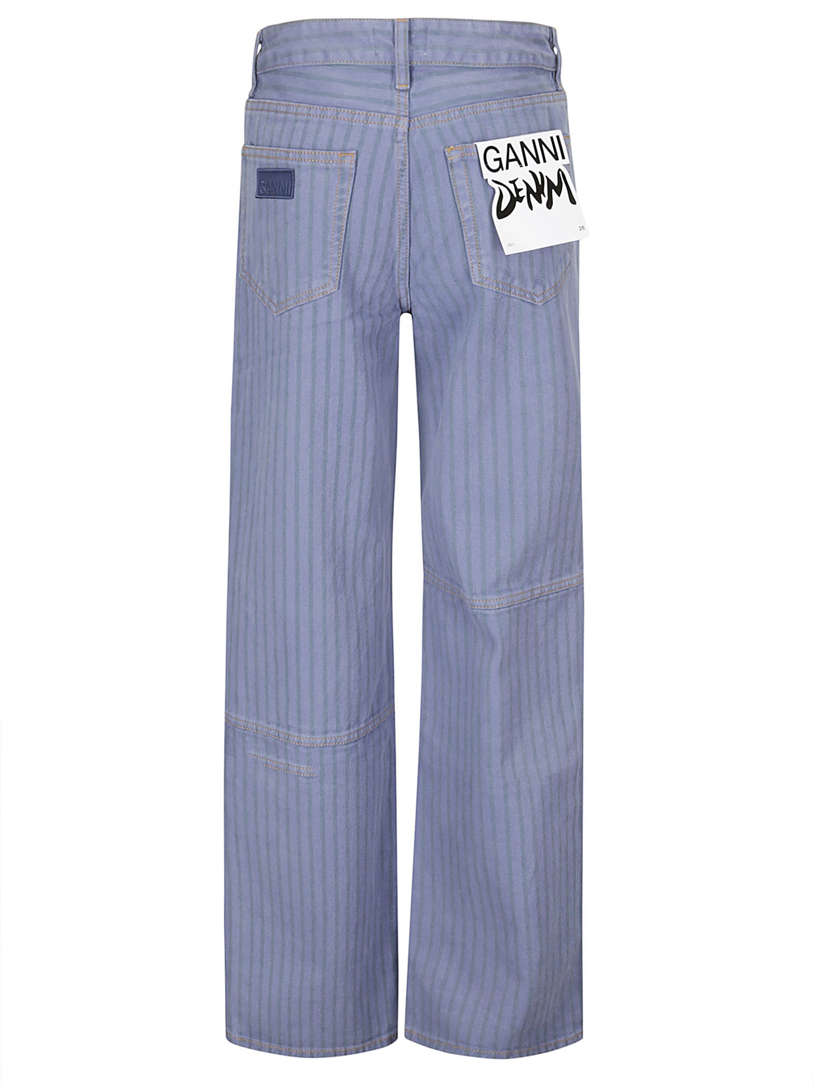 Shop Ganni Stripe Overdyed Denim Izey In Country Blue