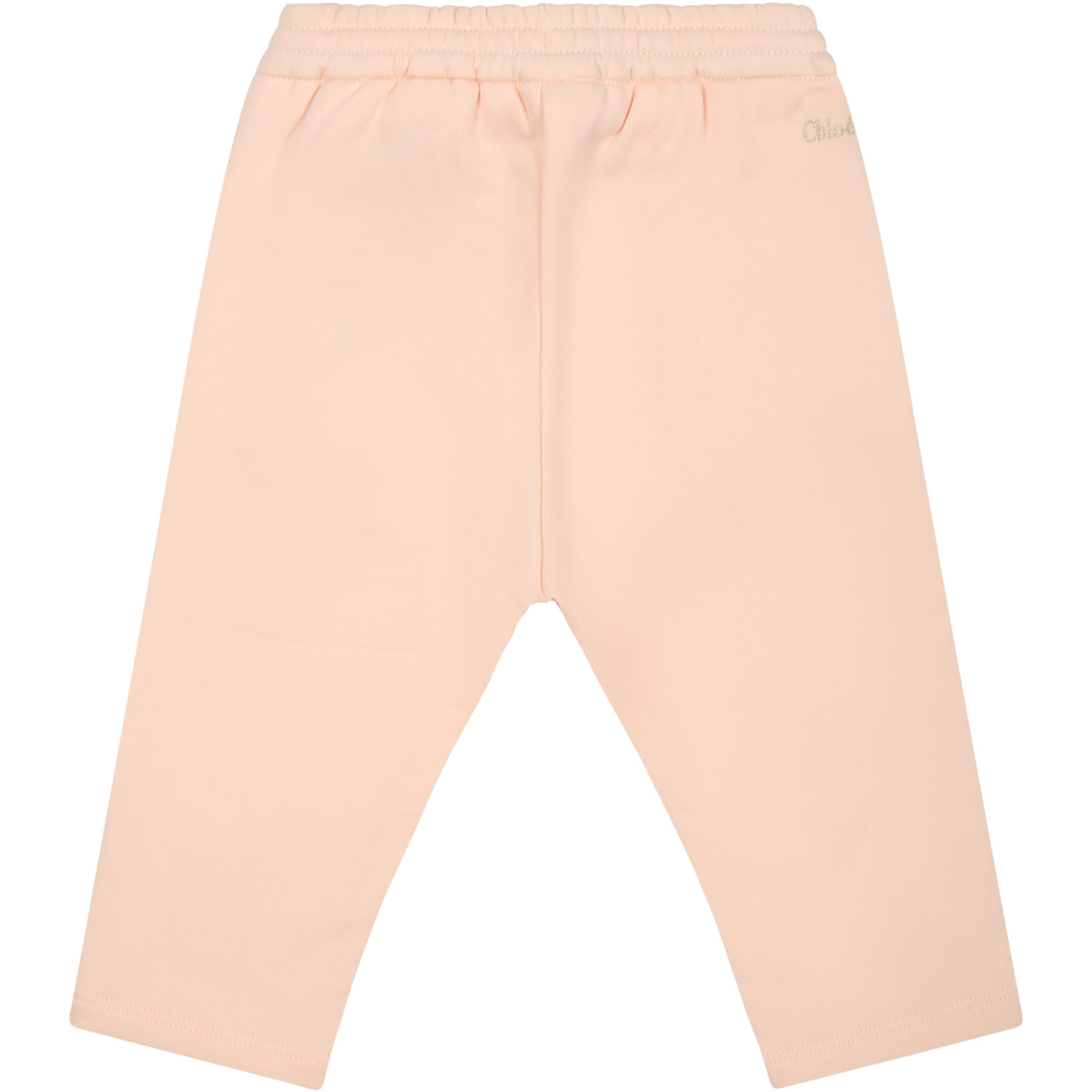 Shop Chloé Pink Casual Trousers For Baby Gilr With Logo