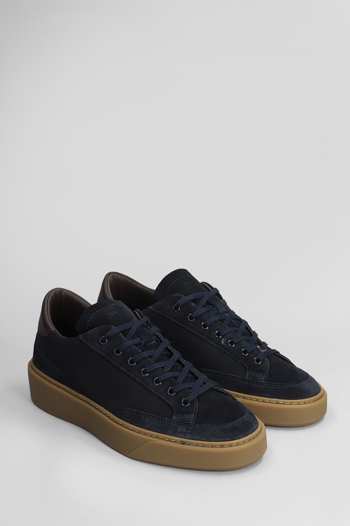 Shop Date Levante Ground Sneakers In Blue Suede And Fabric