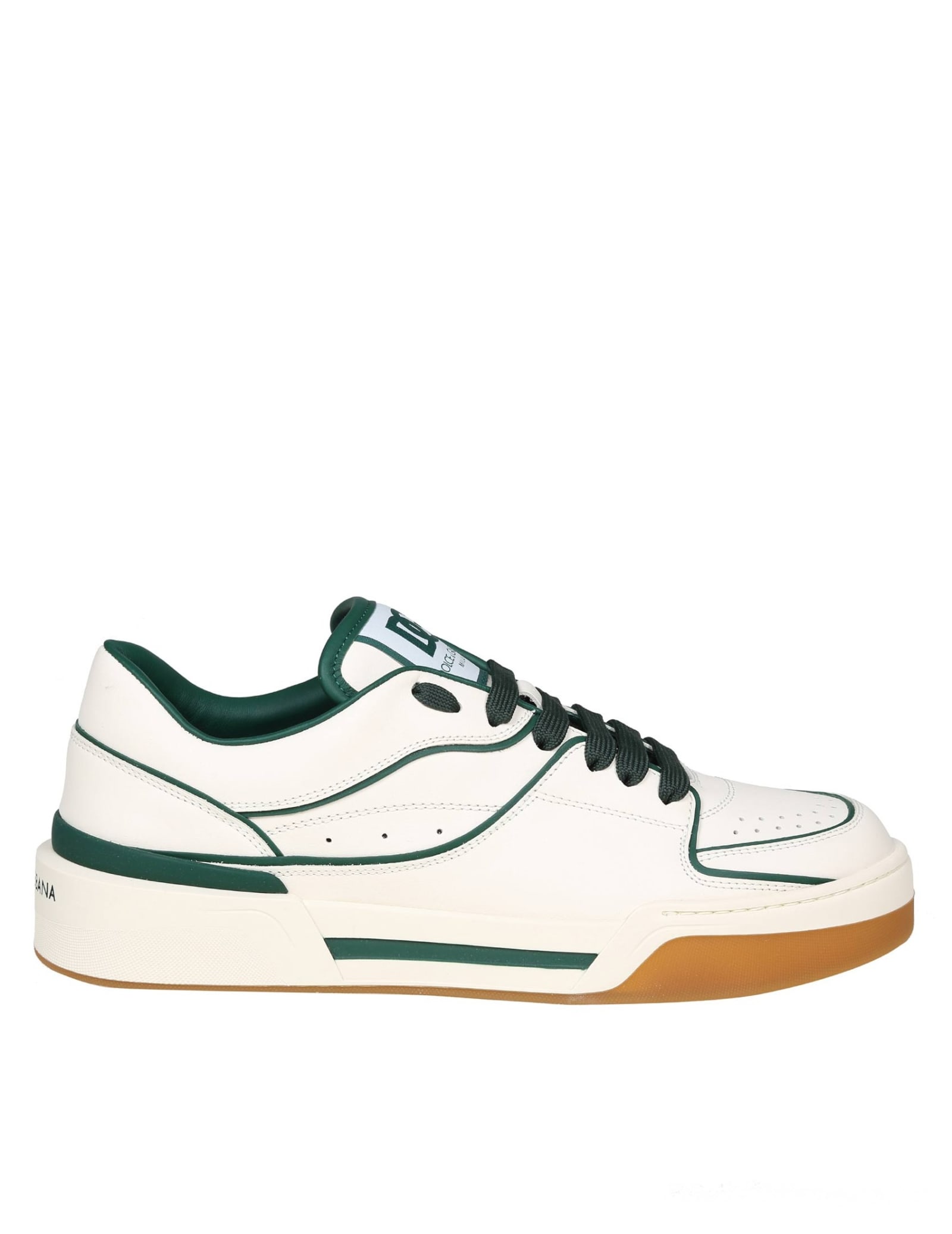 Dolce & Gabbana Sneakers In White And Green Nappa