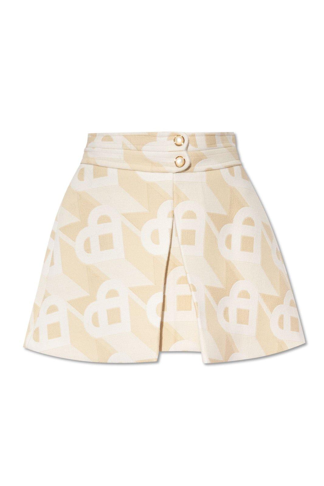 Shop Casablanca Monogram-pattern Front Slit Mini Skirt