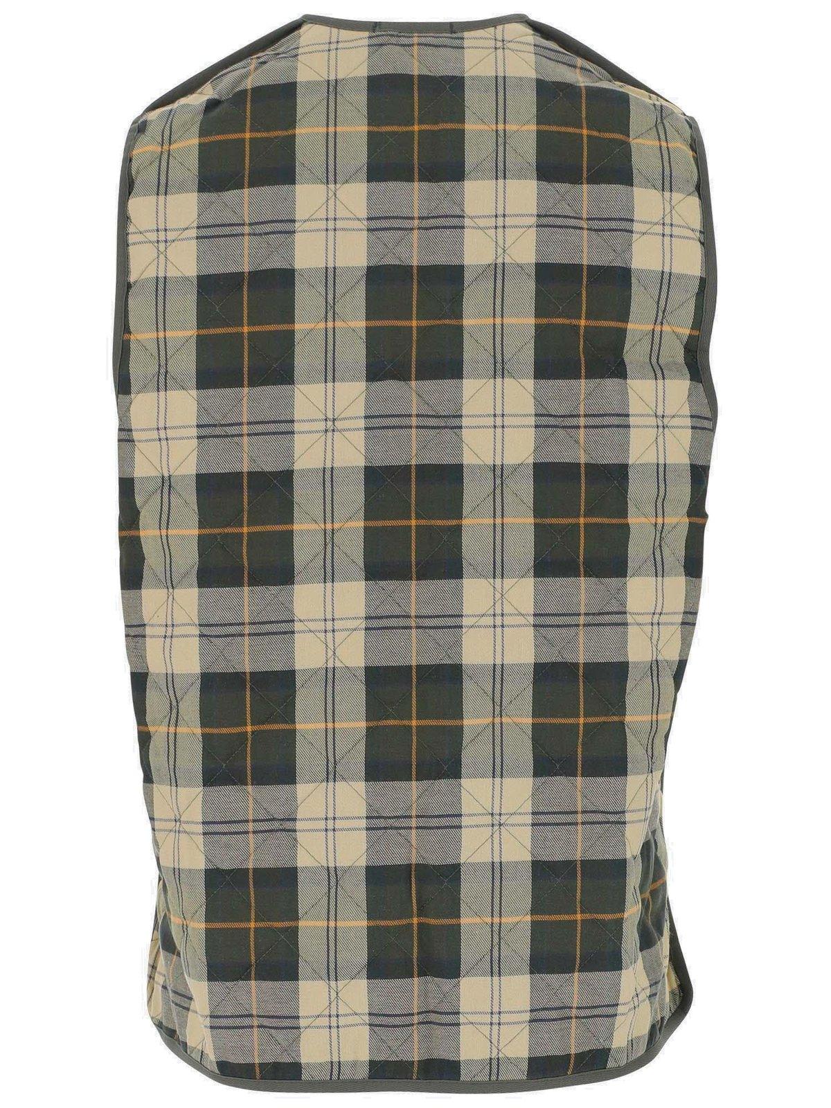 Shop Barbour Reversible Checked Gilet In Olive Ancient