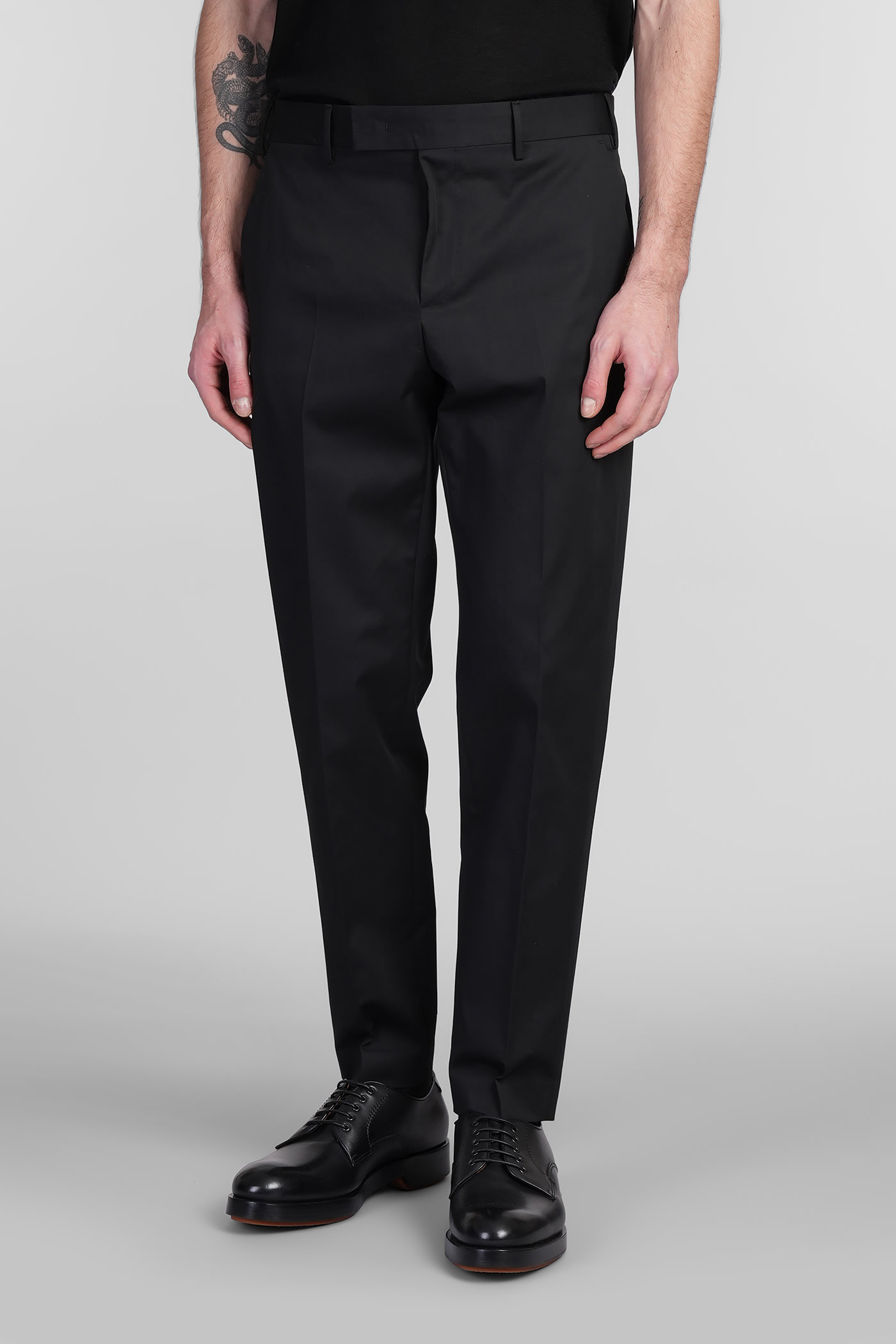 Pt Torino Sd75 Pants In Blue Cotton In Black