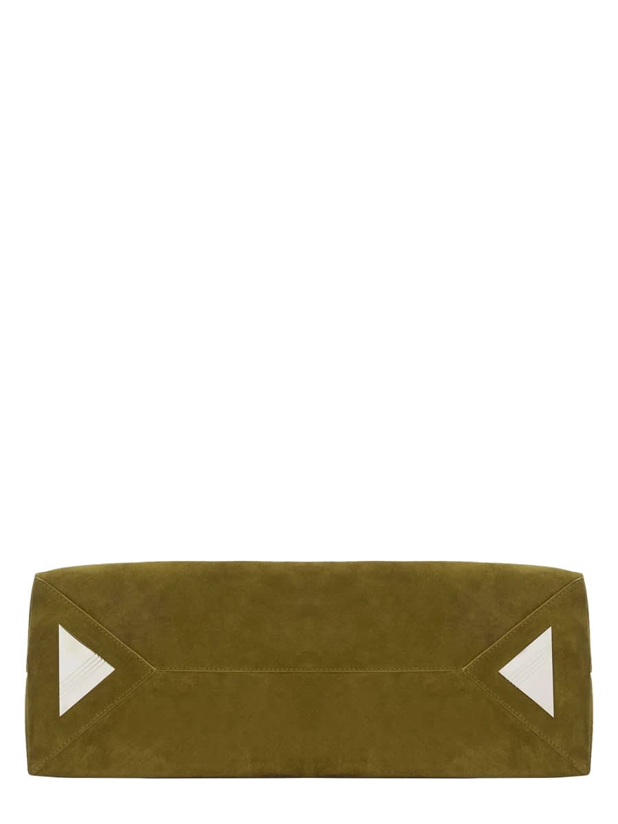 Attico La Passeggiata Green Shoulder Bag With Two Top Handles In Leather Suede Woman In Brown