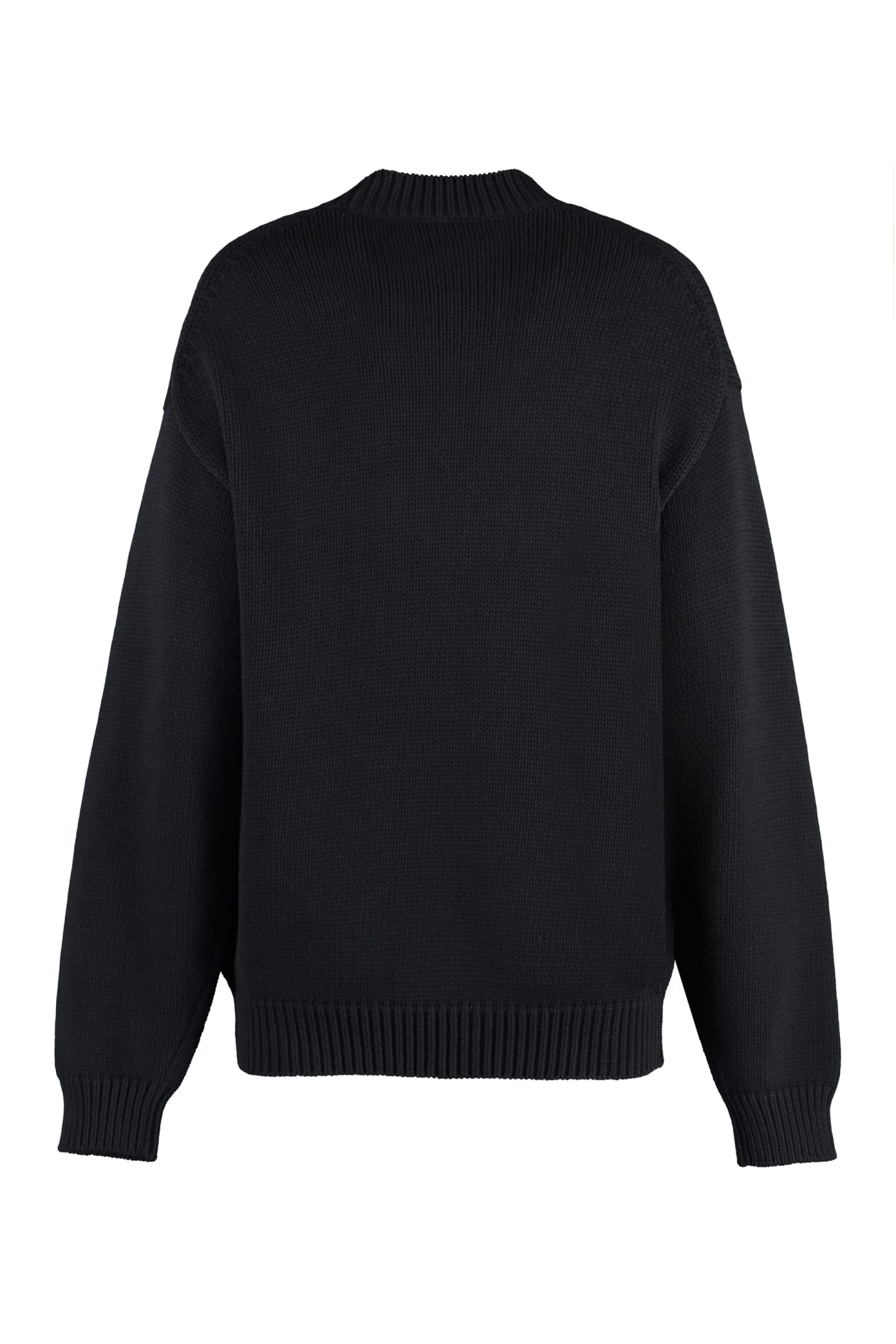 Shop Kenzo Cotton Blend Crew-neck Sweater In Black