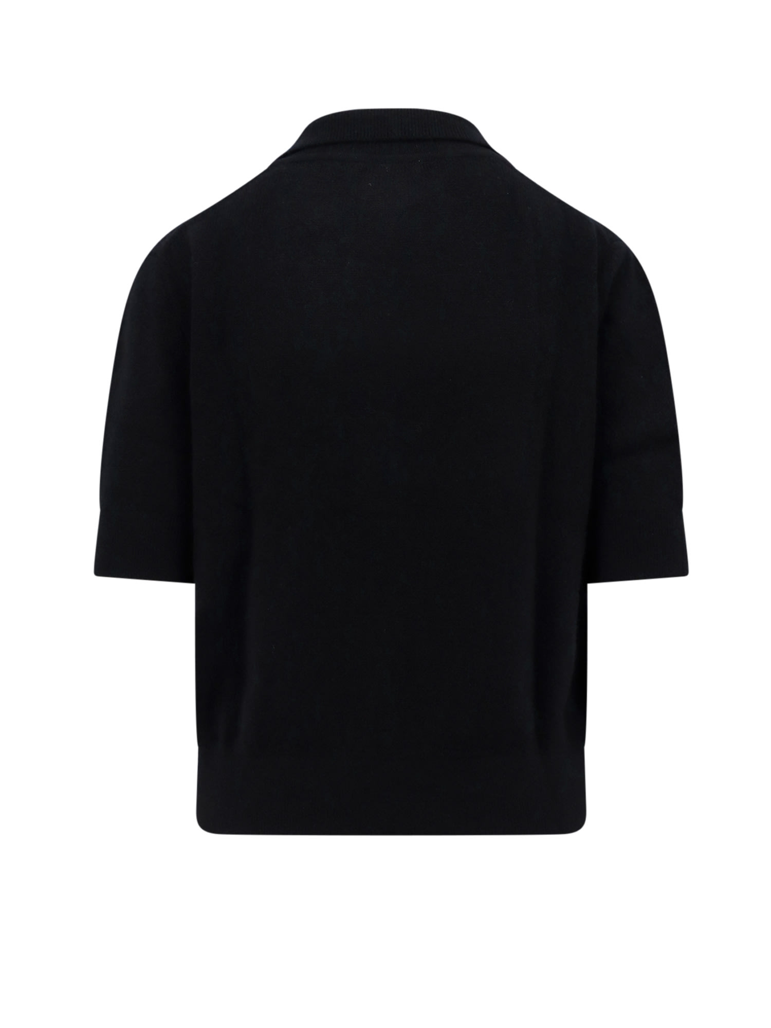 Khaite Shrunked Jo Cashmere-blend Polo Sweater In Black