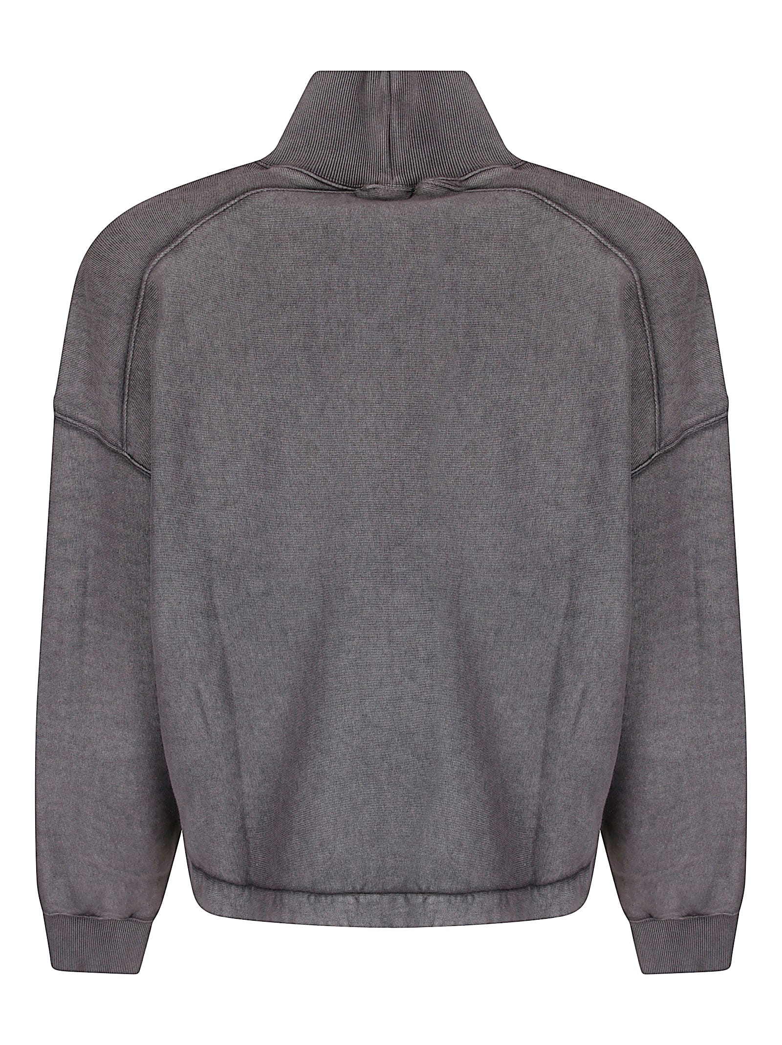 Acne Studios Faded Black Logo Turtleneck Sweatshirt In Gray