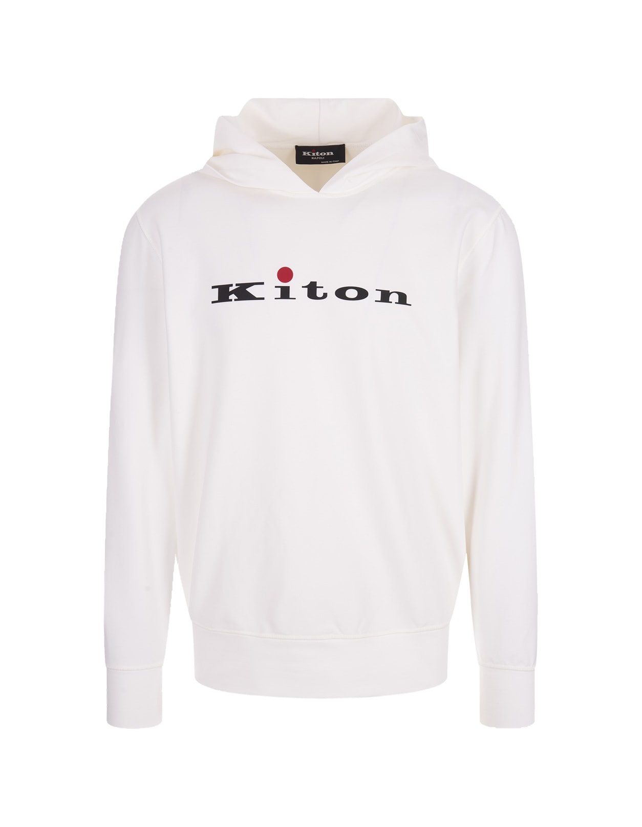 Shop Kiton White Hoodie With Logo