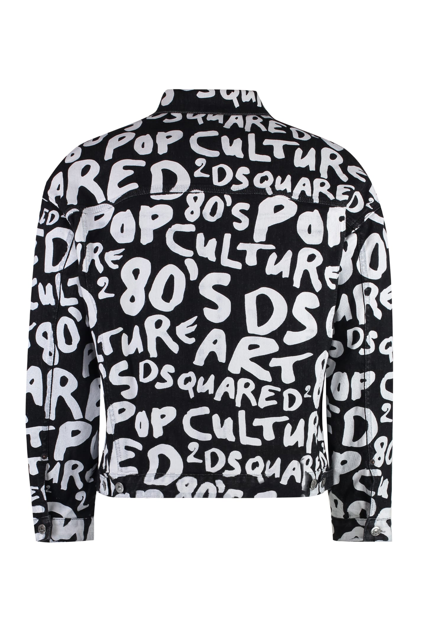Shop Dsquared2 D2 Pop 80s Printed Denim Jacket In Black
