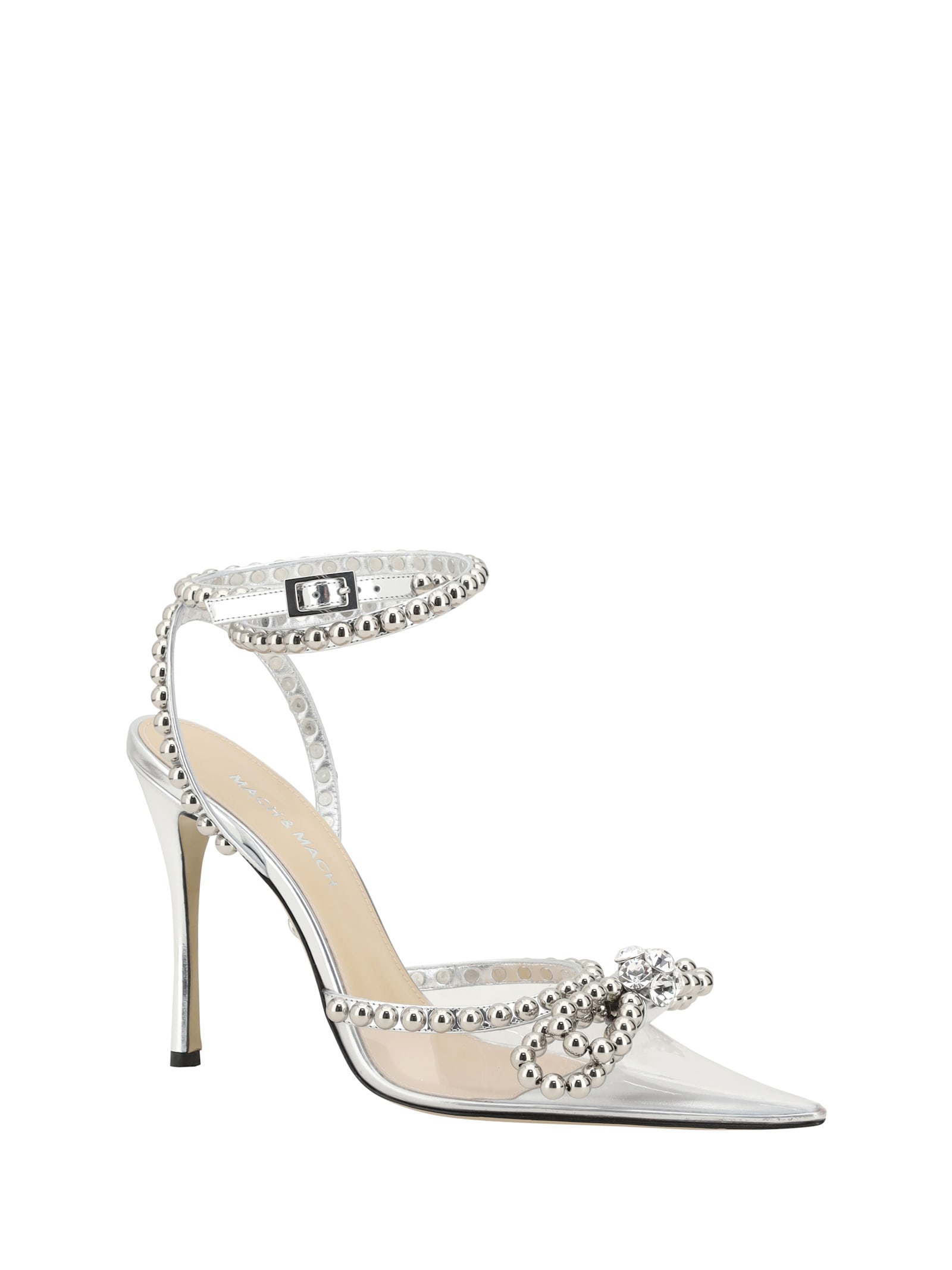 Mach & Mach Bow Pumps In Trasp Silver