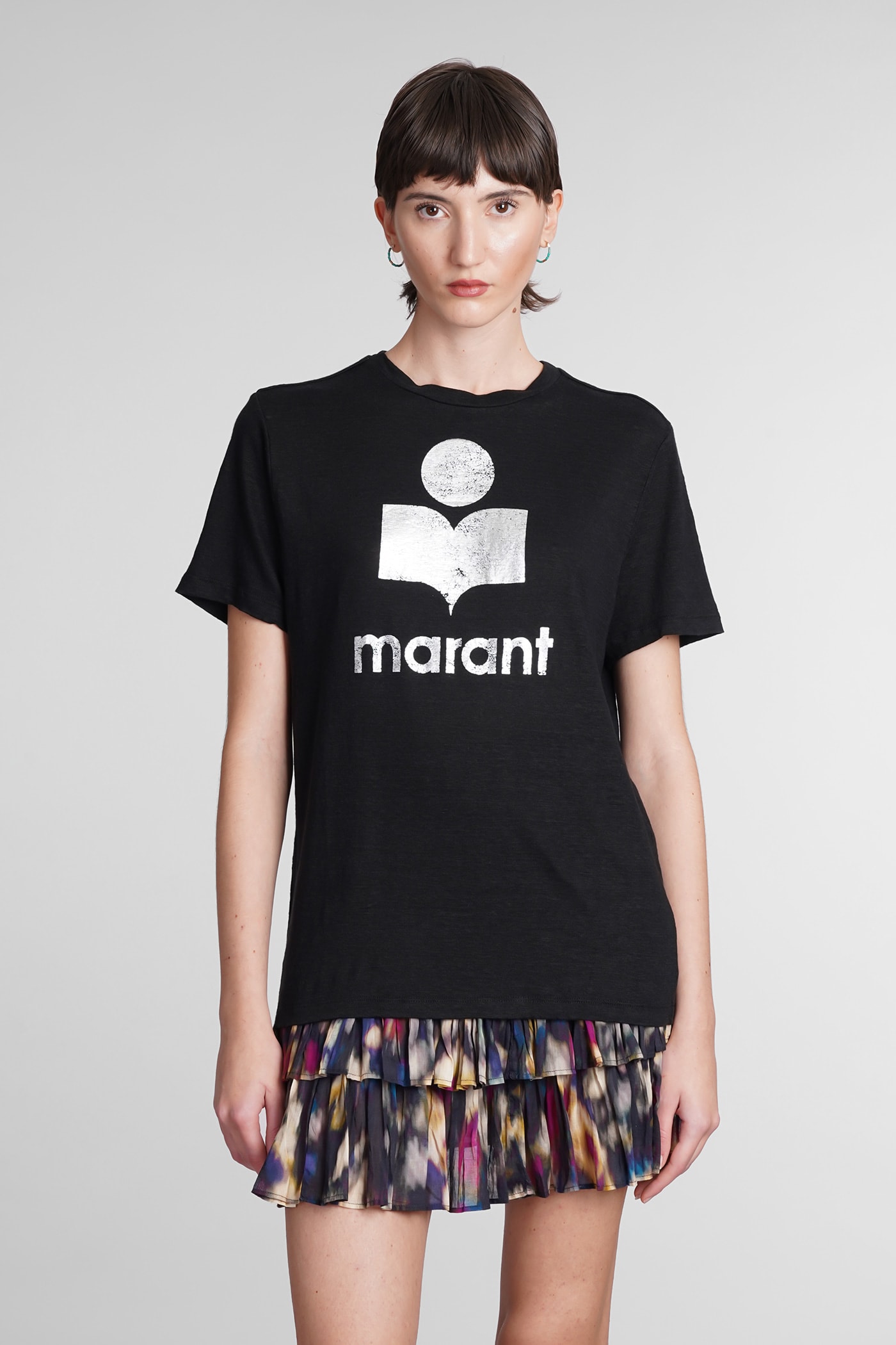 Shop Marant Etoile Zewel T-shirt In Black Linen