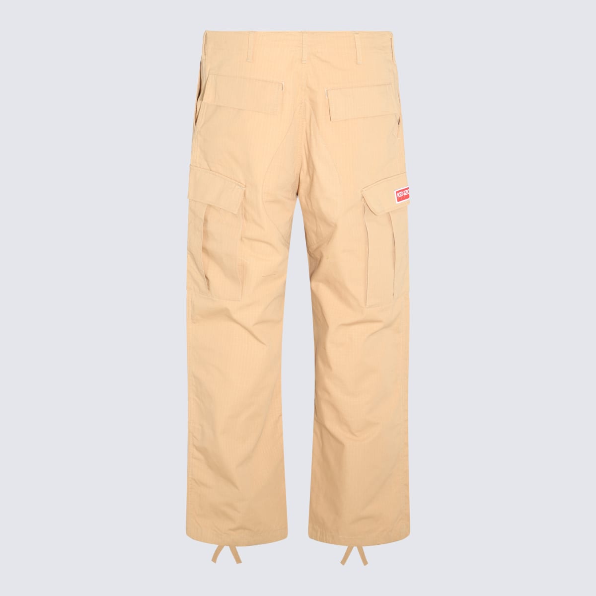 Shop Kenzo Light Brown Cotton Cargo Trousers