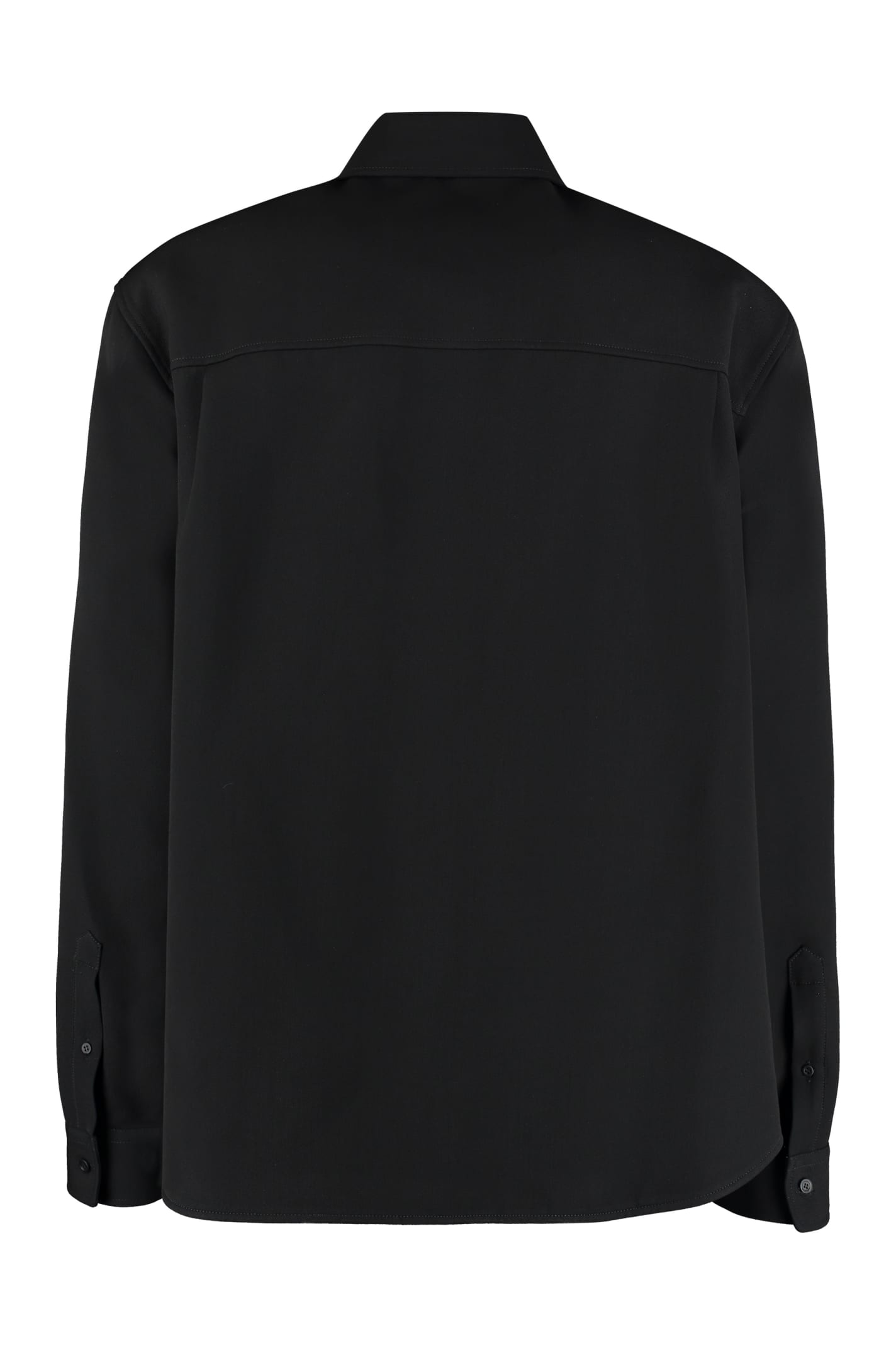 Shop Balenciaga Virgin Wool Overshirt In Black