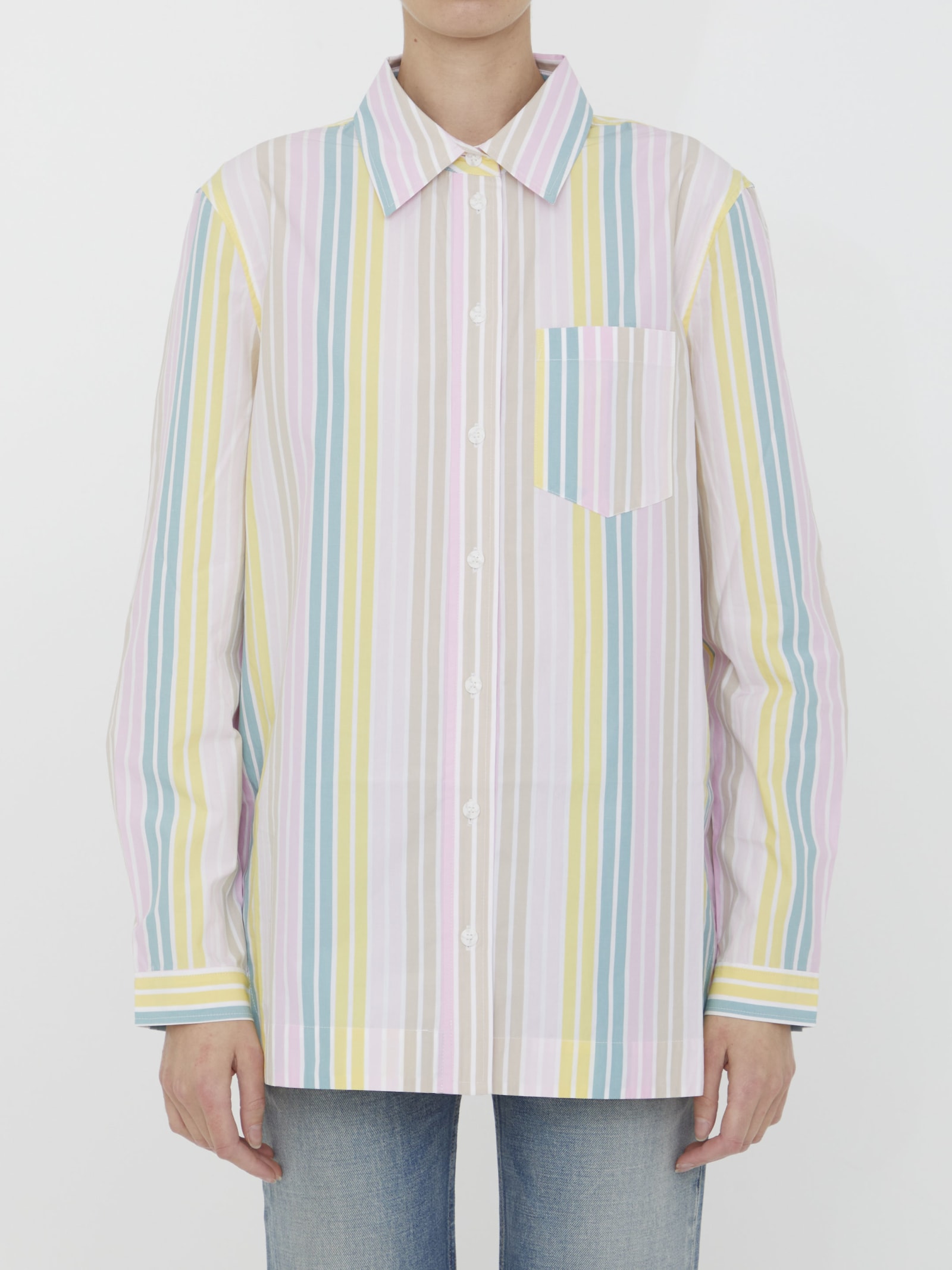 Shop Ganni Multicolor Striped Shirt