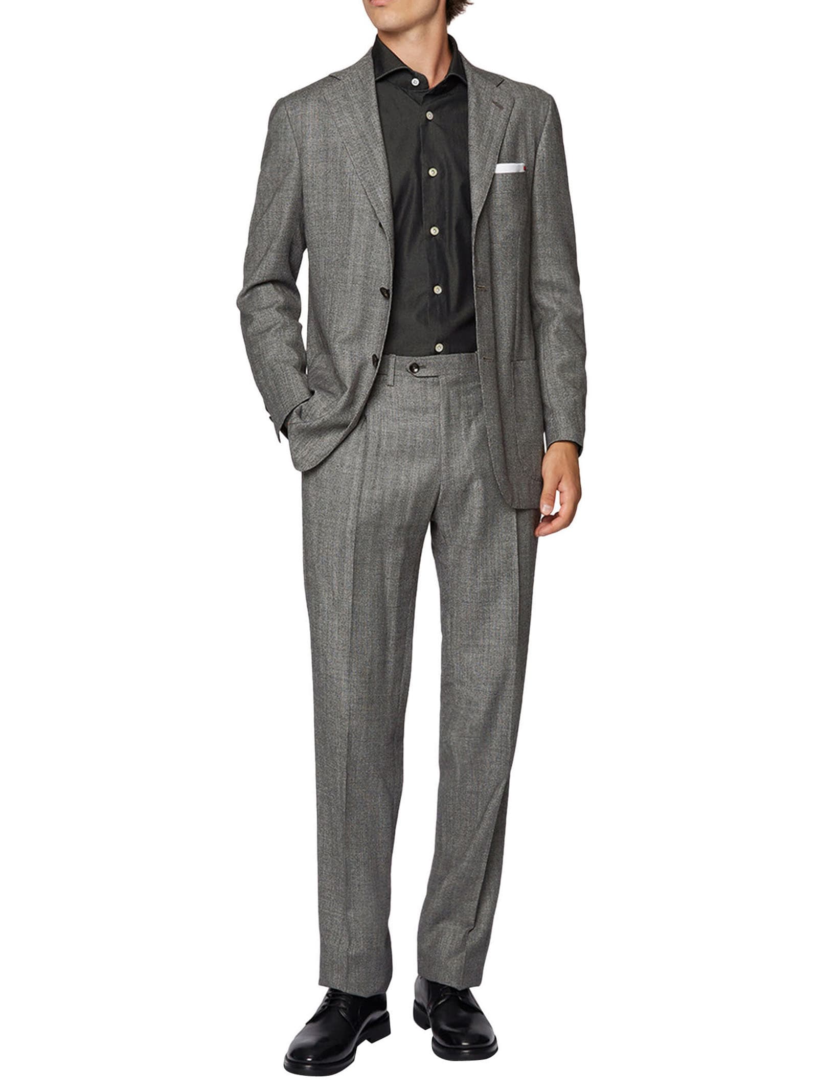 Shop Kiton Suit Virgin Wool In Medium Grey