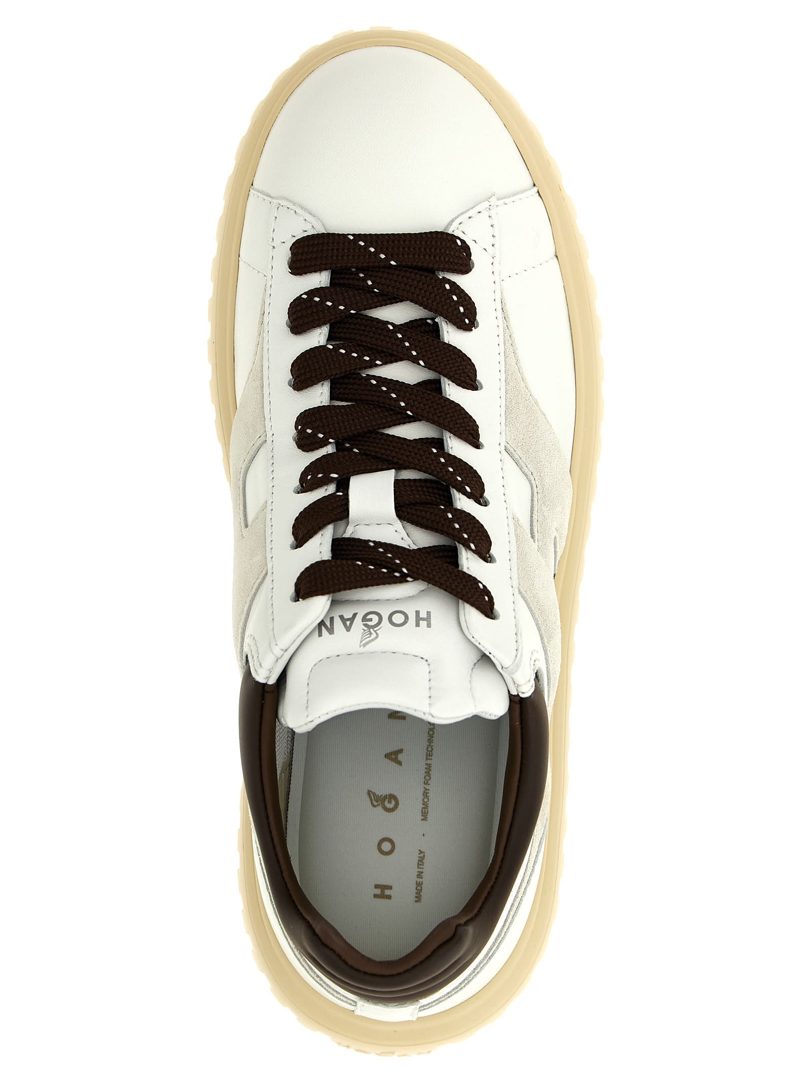 Hogan Striped Sneakers With Padded Collar And Contrasting Sole In White