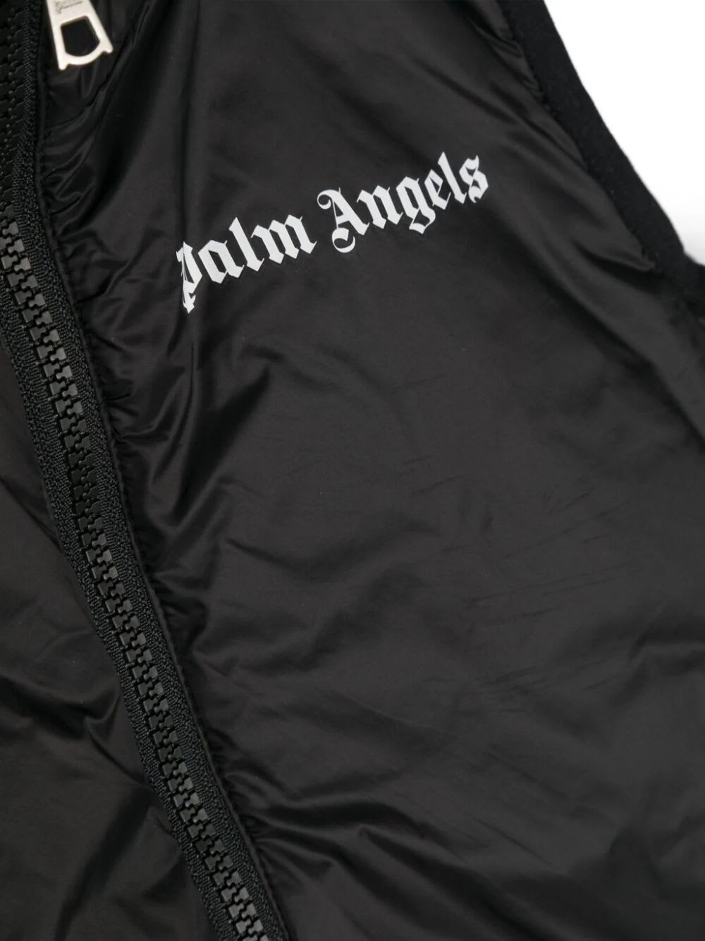 Shop Palm Angels Logo Light Puffer Vest In Black White
