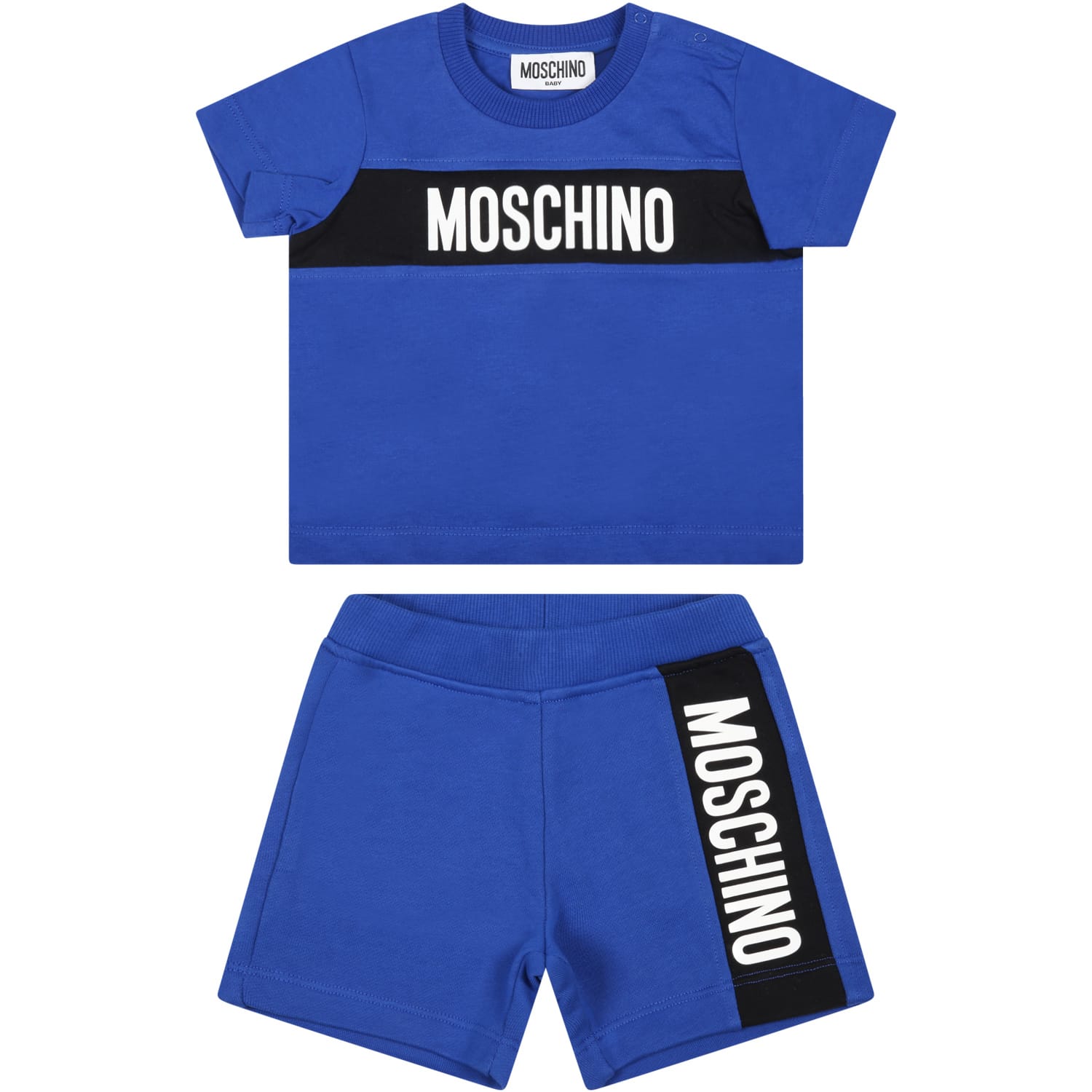 Moschino Blue Set For Baby Boy With Logo