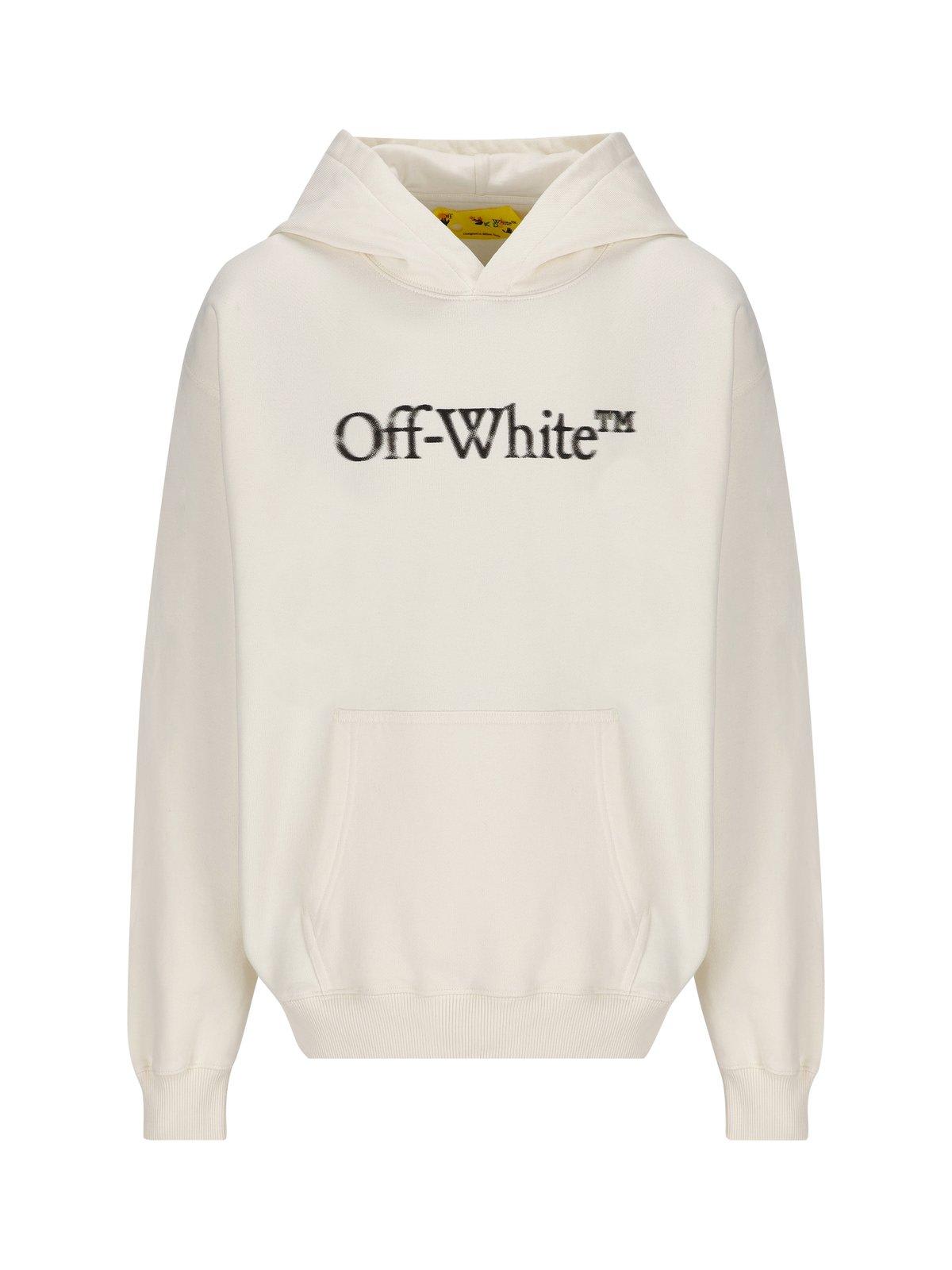 Off-white Kids' Long-sleeved Logo-printed Hoodie In White