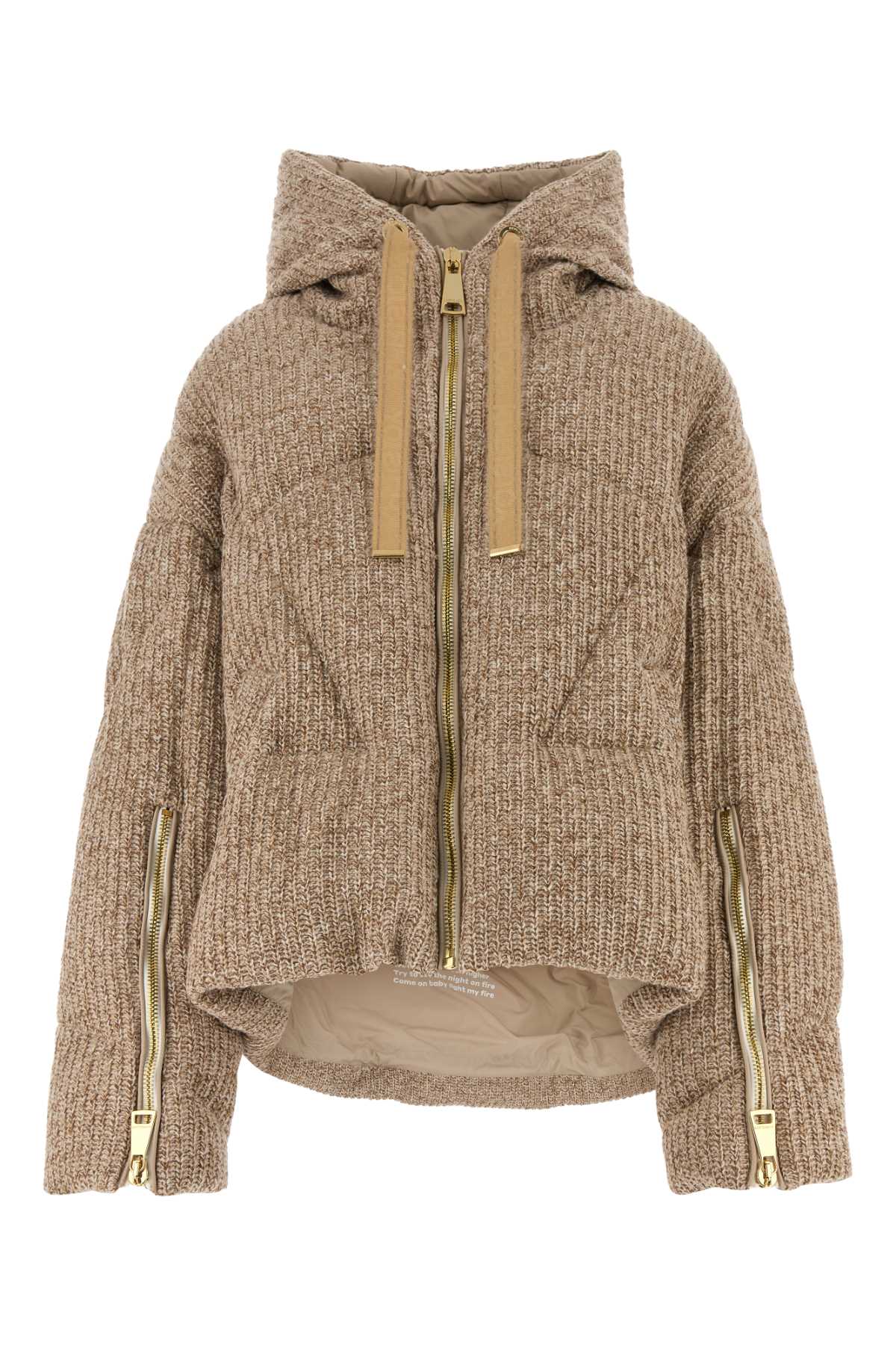 Melange Beige Wool Blend Down Jacket