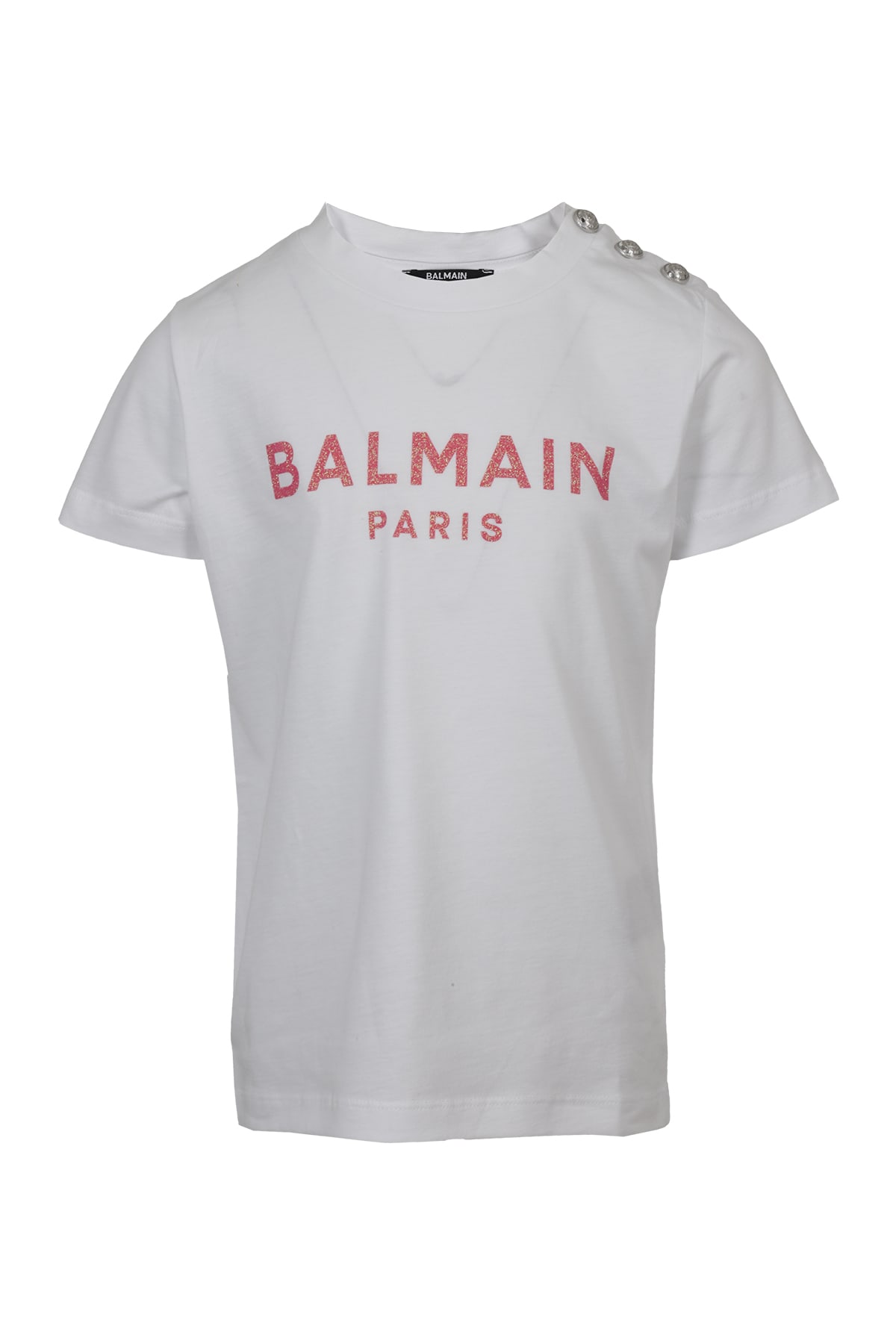 Balmain Kids' T-shirt In Fu Bianco Fuxia
