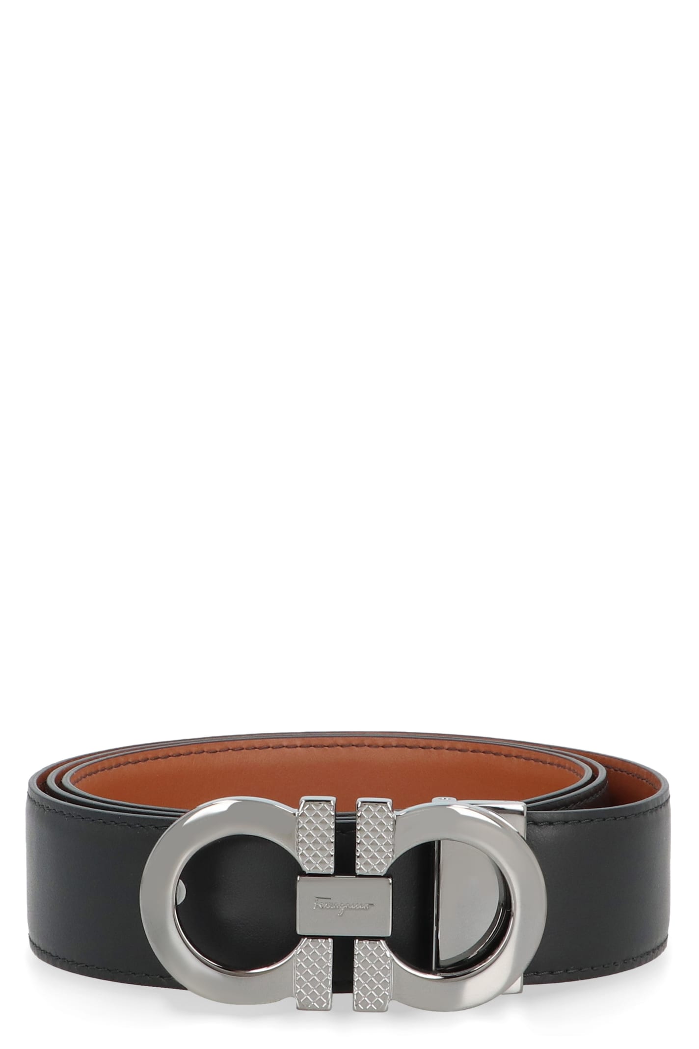 Shop Ferragamo Reversible Leather Belt In Black