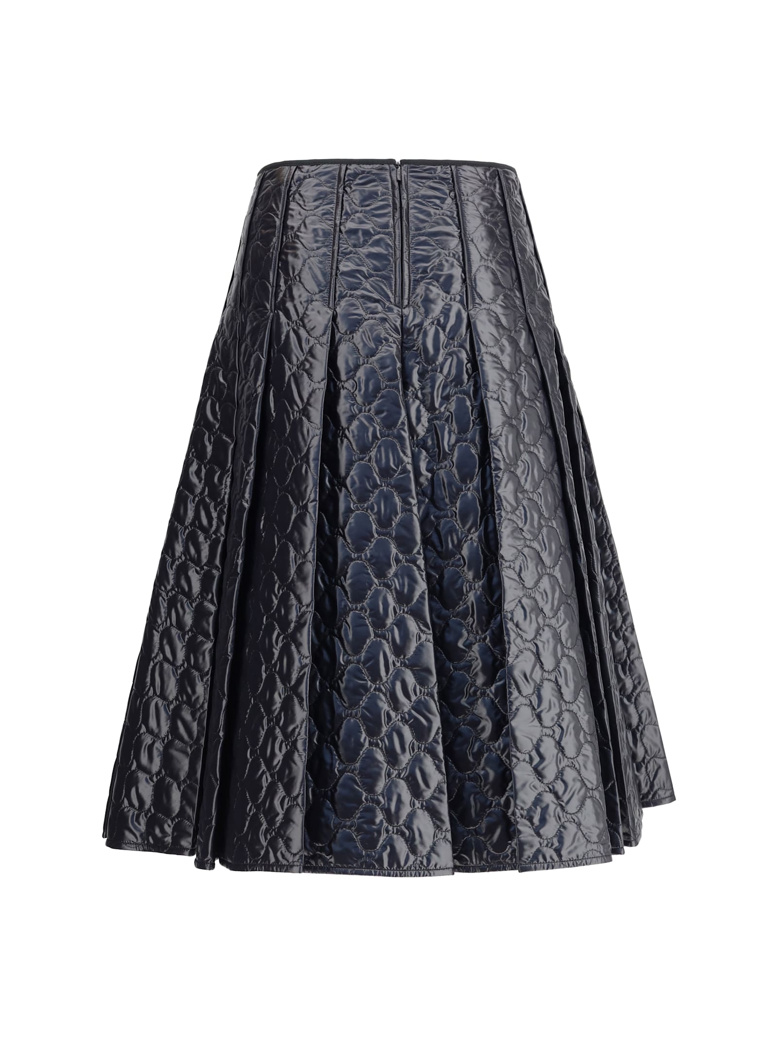 Moncler Gonna Midi Padded With Quilted Checkered Pattern In Blue