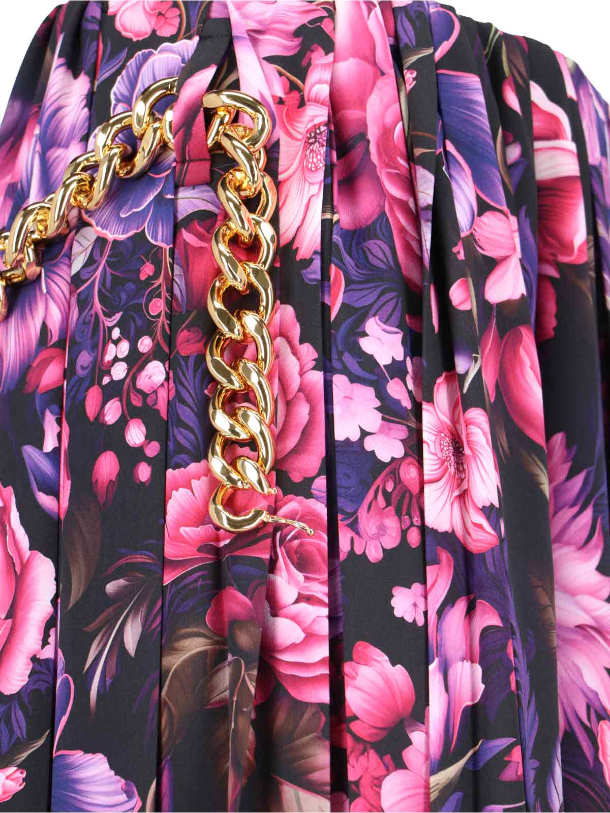 Balenciaga Pleated Floral Print Maxi Skirt In Purple