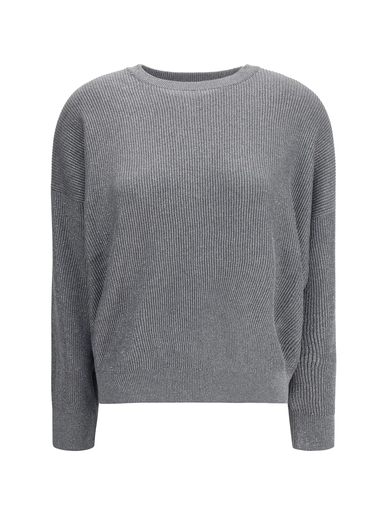 Brunello Cucinelli Ribbed Sweater In Gray