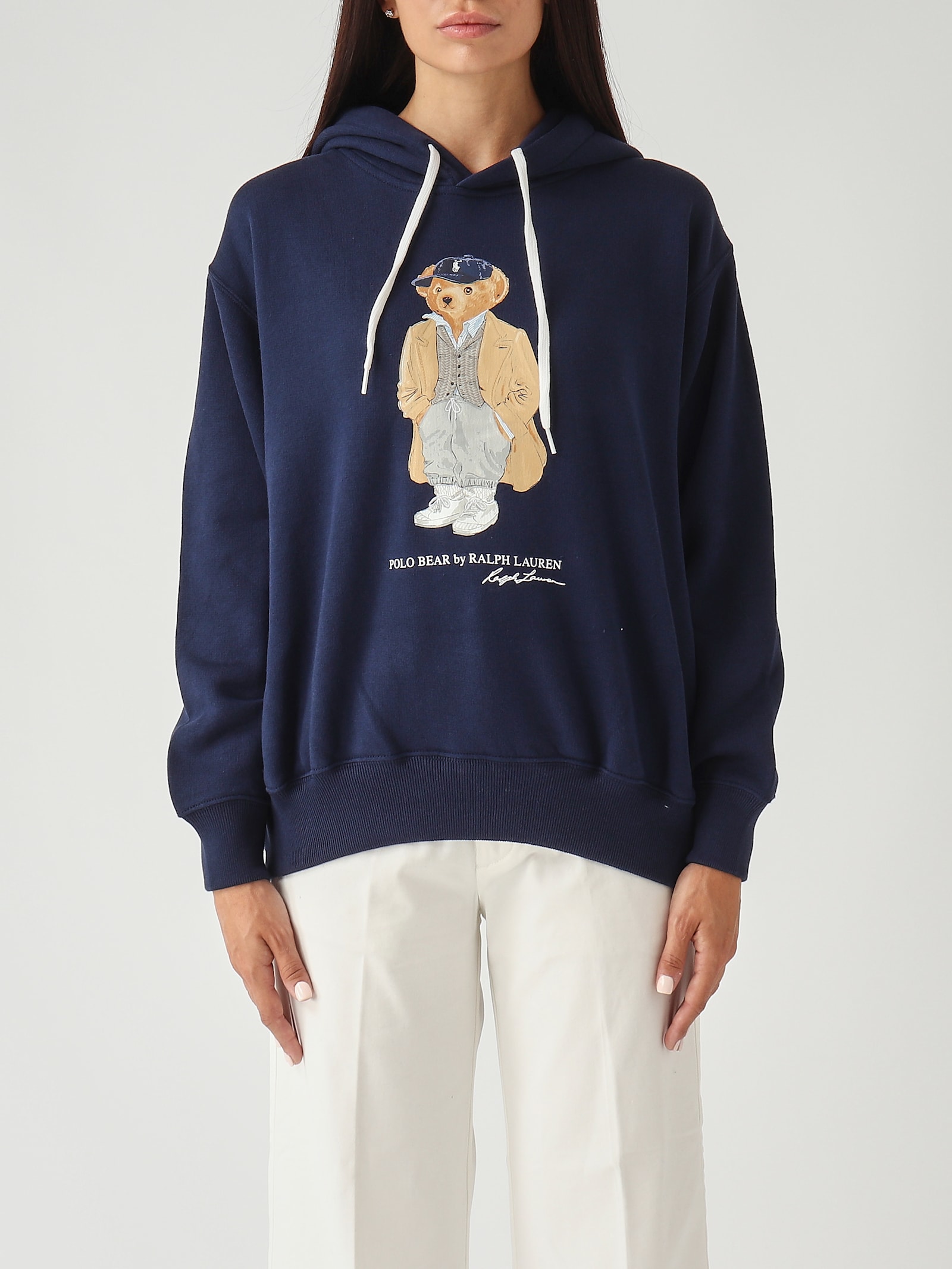Polo Ralph Lauren Hoodie Polo Bear In Misto Cotone Sweatshirt In Blue
