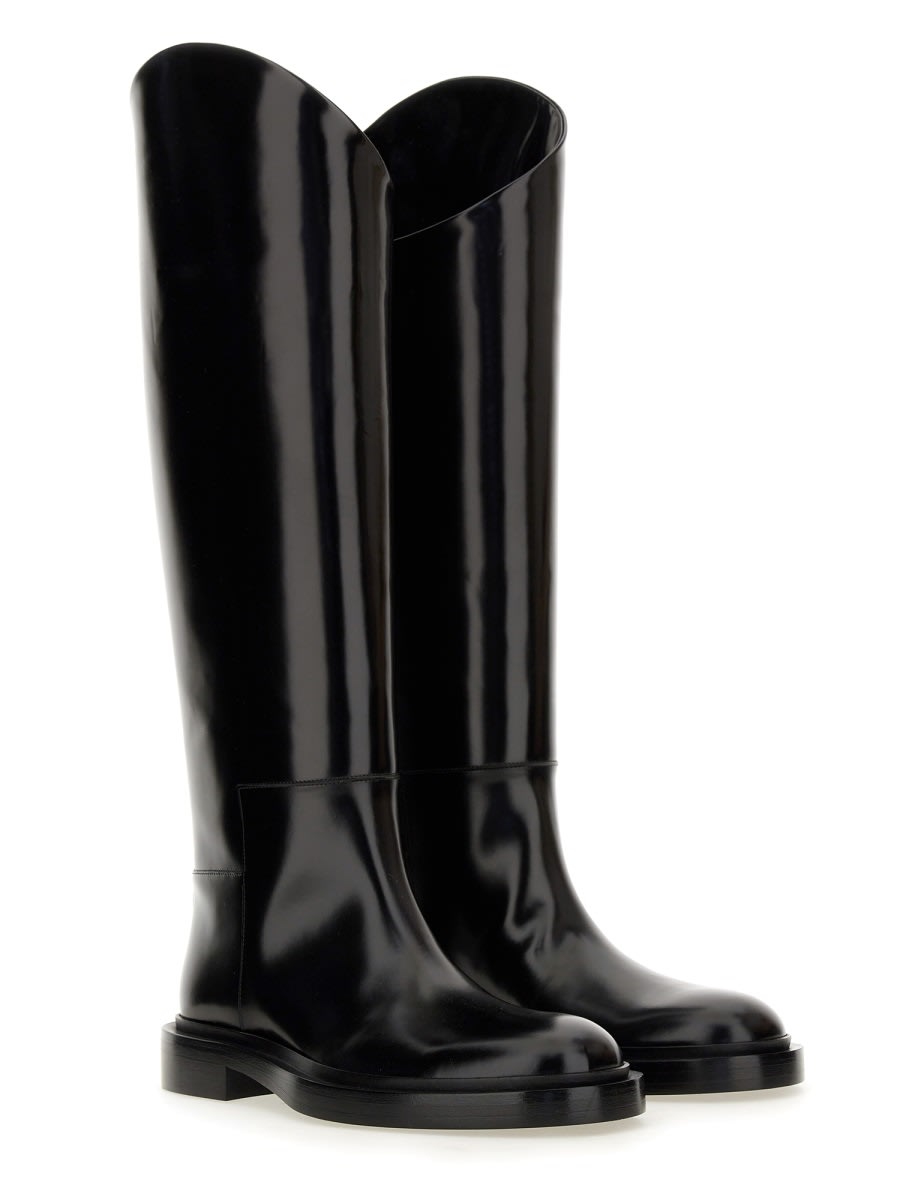 Shop Jil Sander Leather Boot In Black