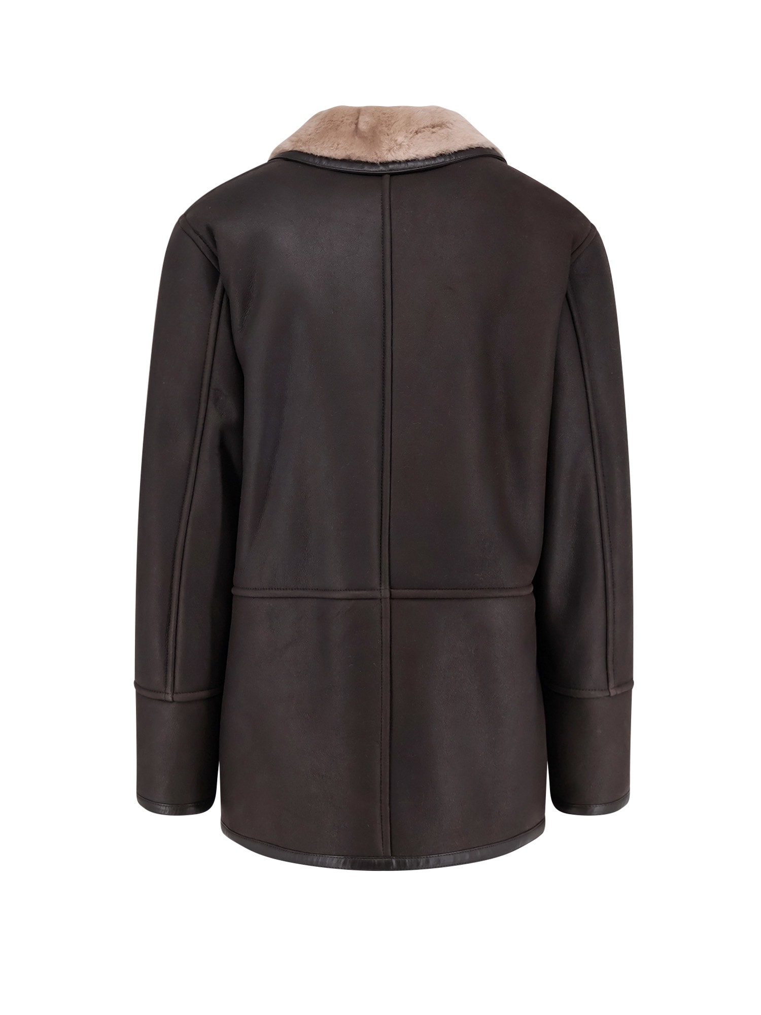 Hugo Boss Double-breasted Shearling Jacket Pockets In Brown