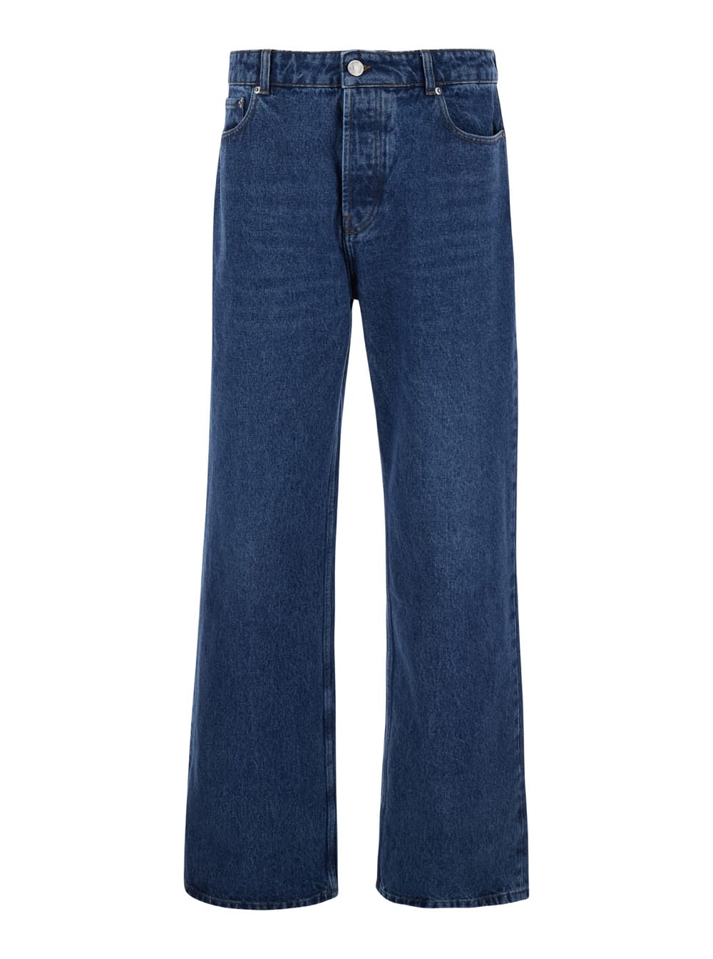 Shop Ami Alexandre Mattiussi Blue High Waist Jeans In Denim Man