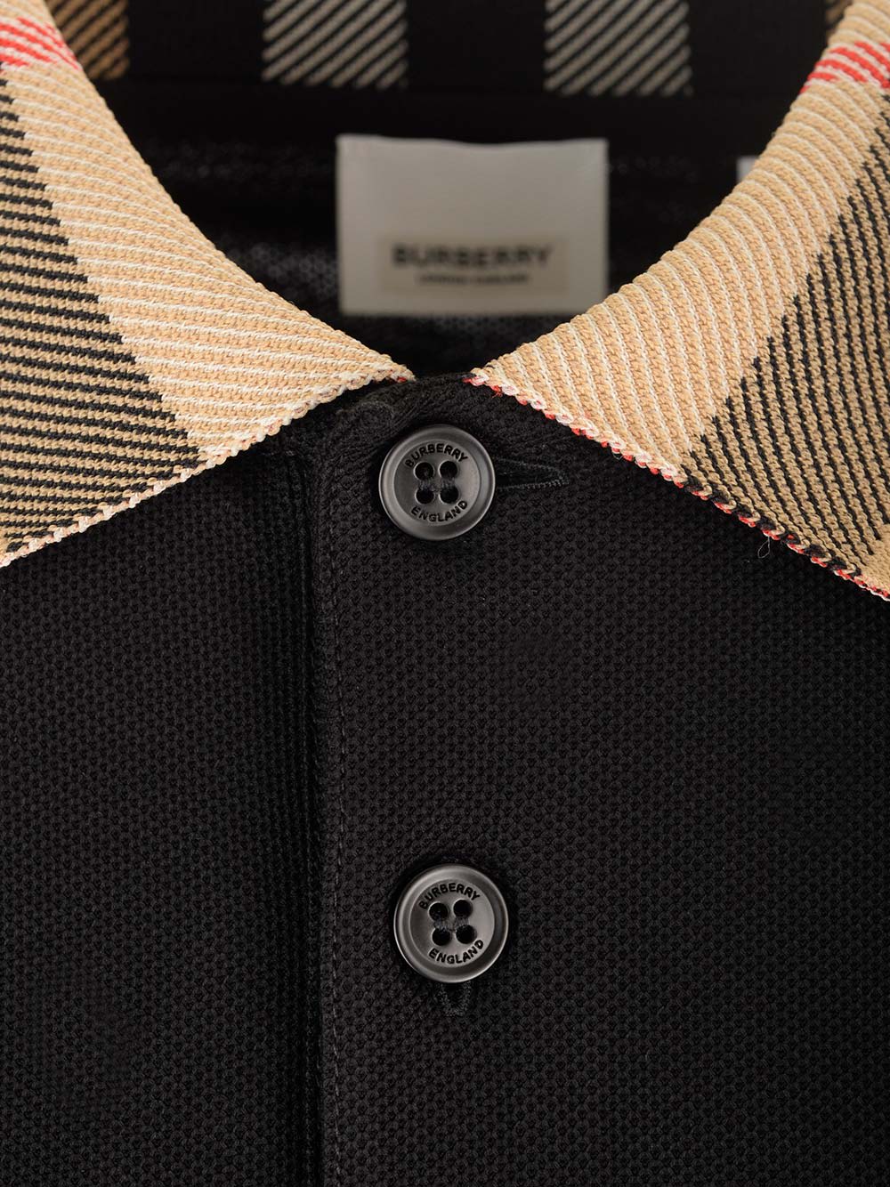 Shop Burberry Black Cotton Polo Shirt In Black/neutrals