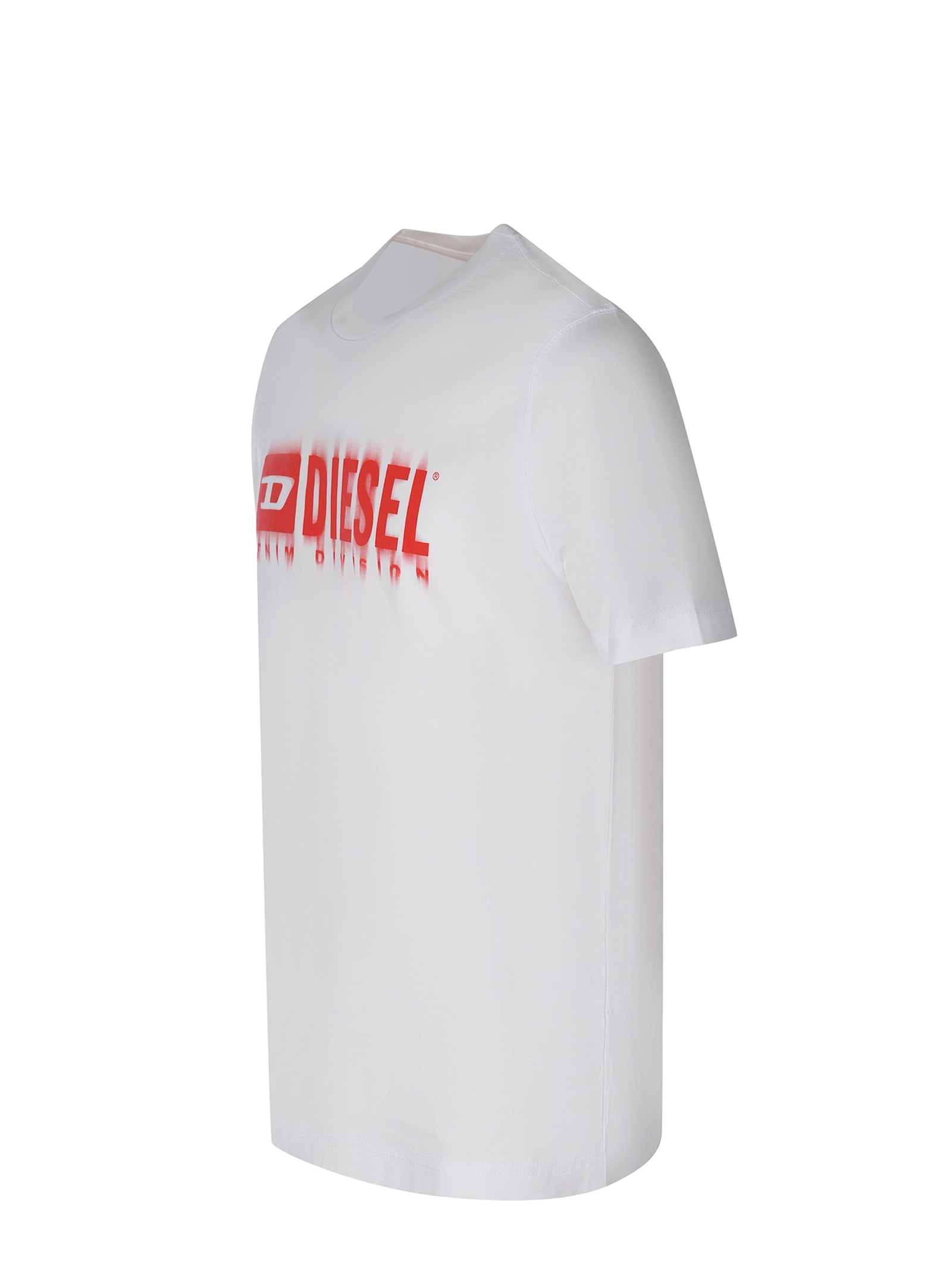 Shop Diesel T-adjust-q7 Logo Printed T-shirt In White