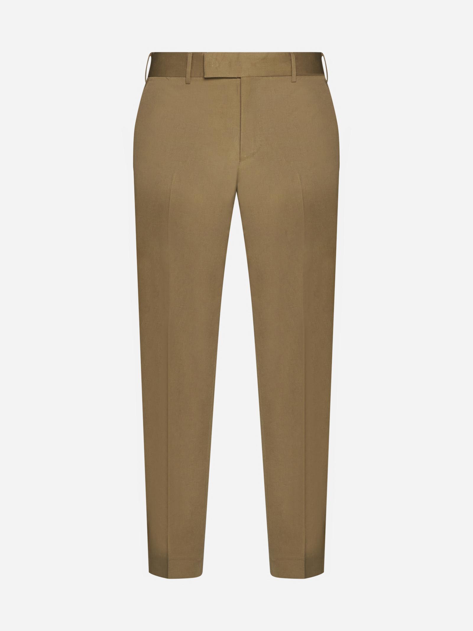 Pt01 Rebel Cotton And Linen Trousers In Beige